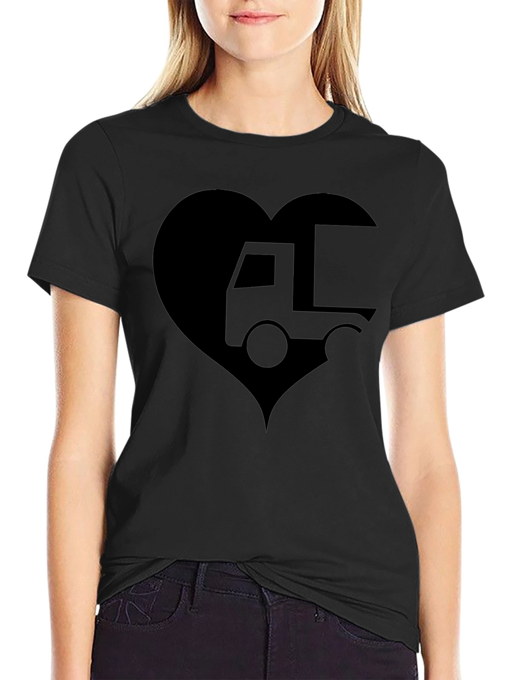 Truck Love Heart T-Shirt - Black Graphic Tee