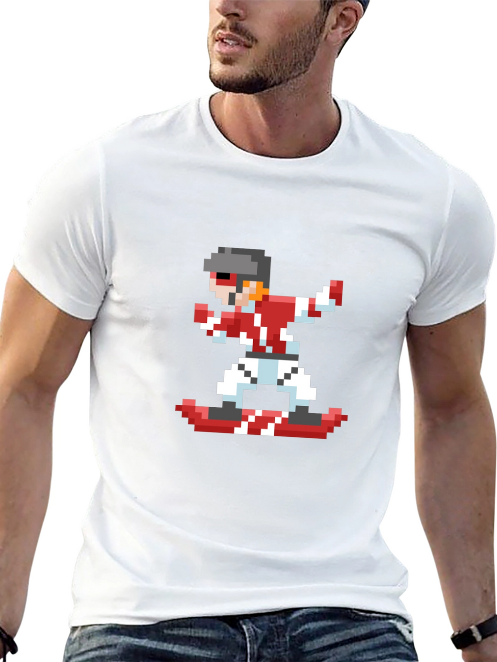 Pixel Snowboarder Black T-Shirt