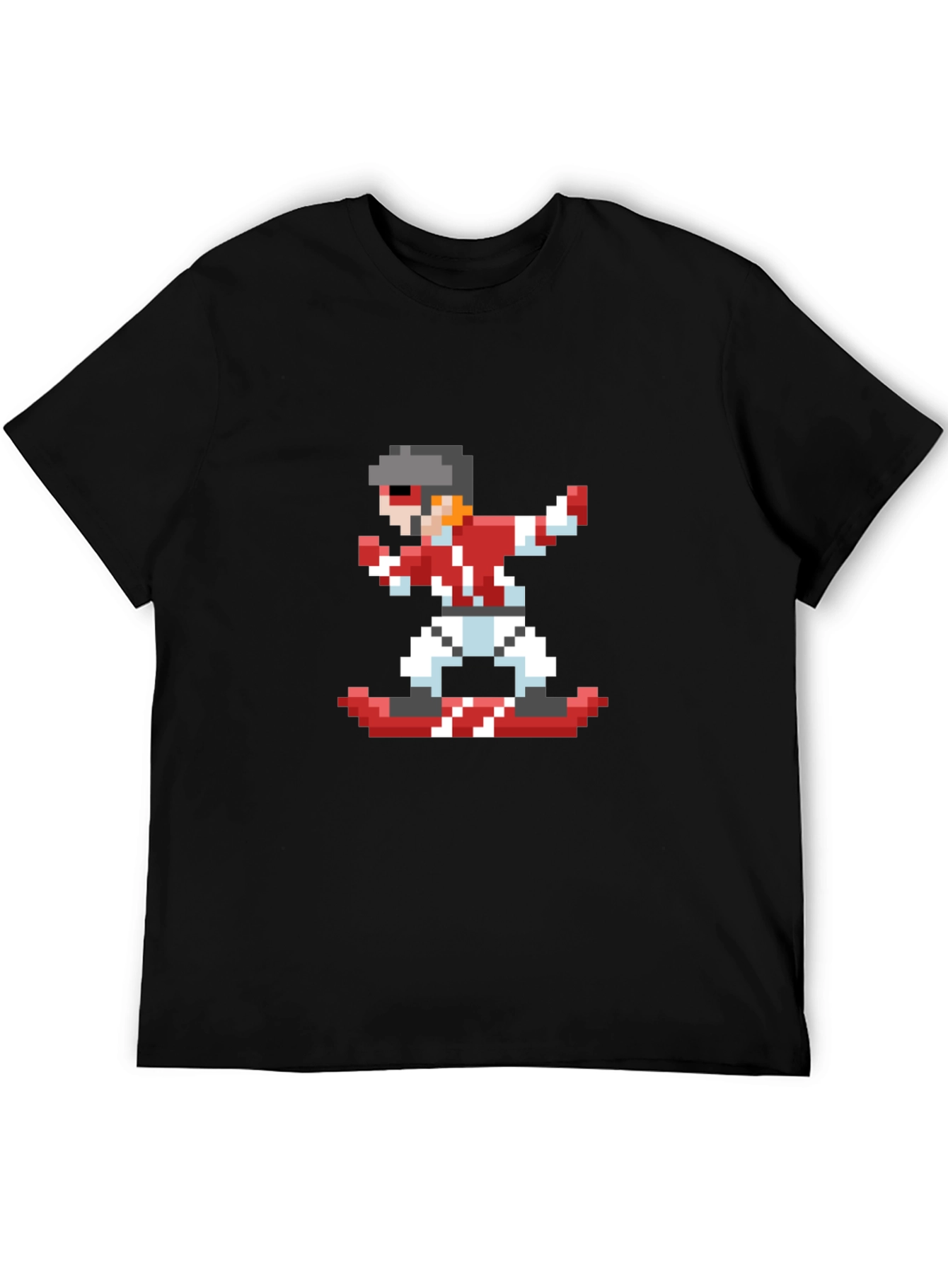 Pixel Snowboarder Black T-Shirt