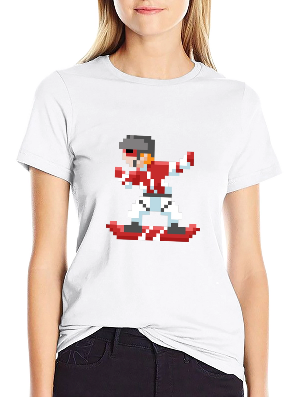 Pixel Snowboarder Black T-Shirt