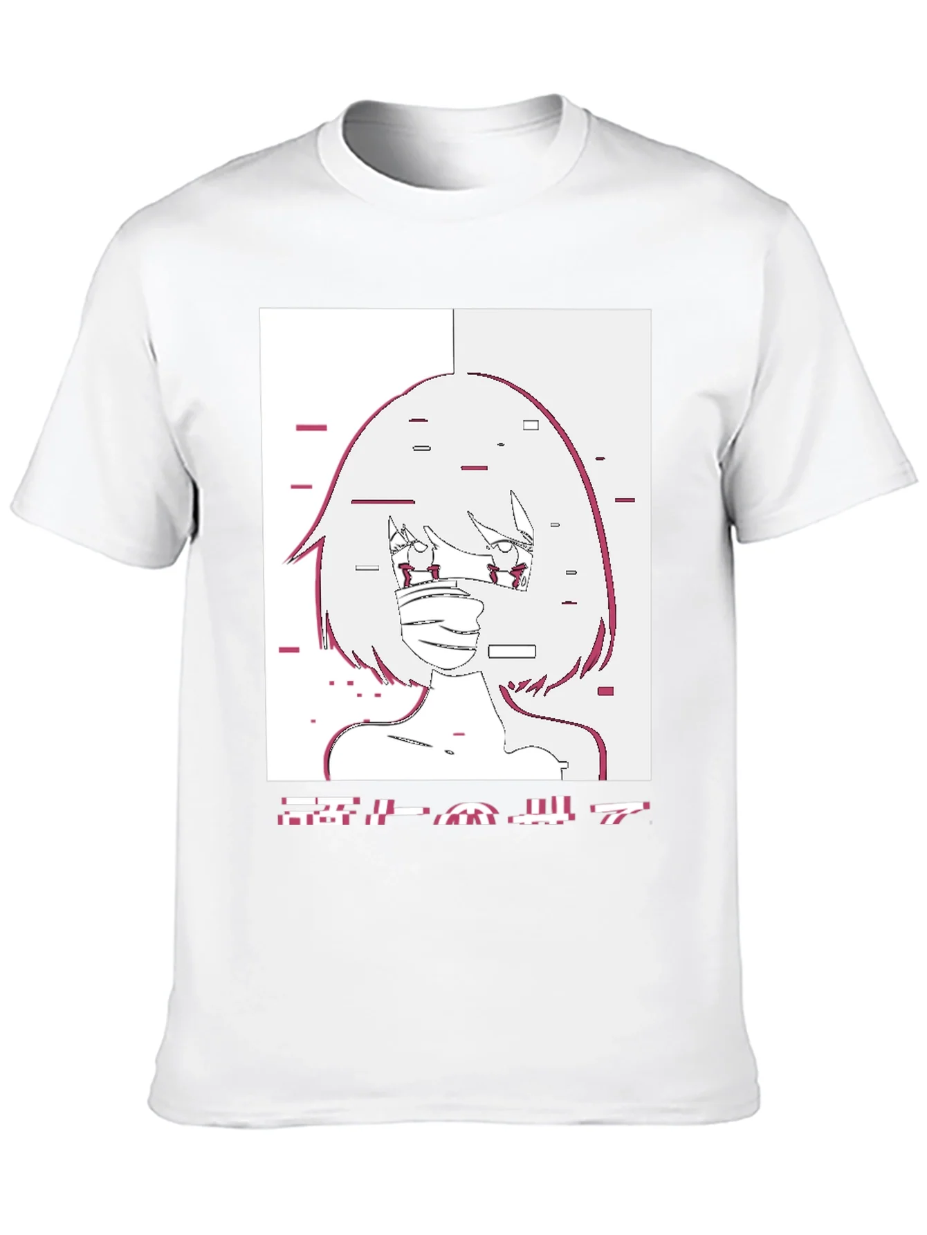 Anime Girl Glitch Style Graphic T-Shirt