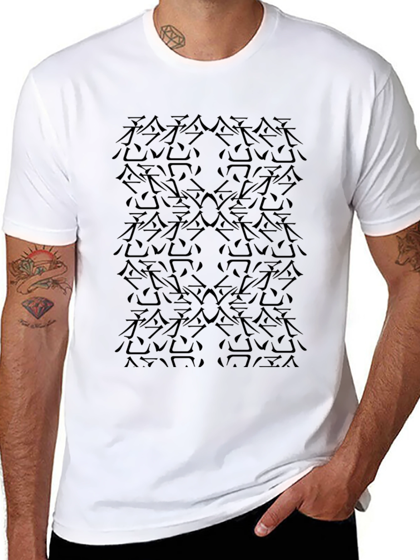 Modern Black Patterned T-Shirt