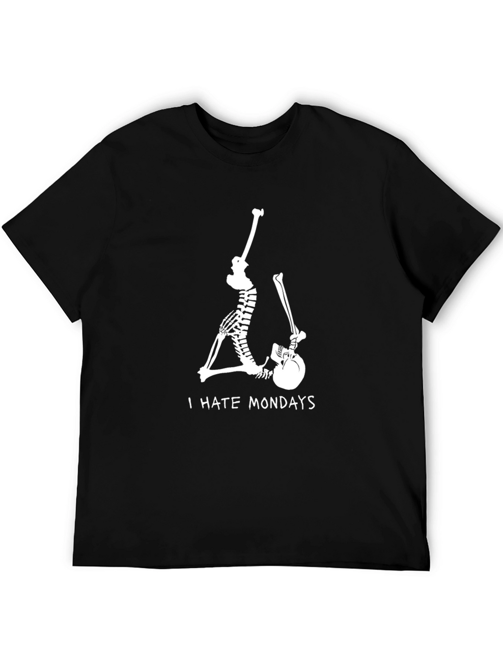 Skeleton I Hate Mondays Black Graphic Tee