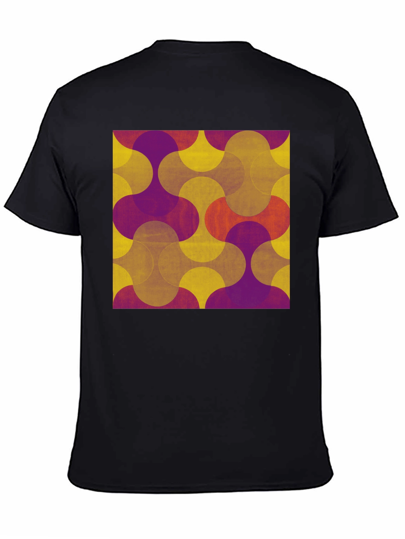 Retro Geometric Print Tee - Black