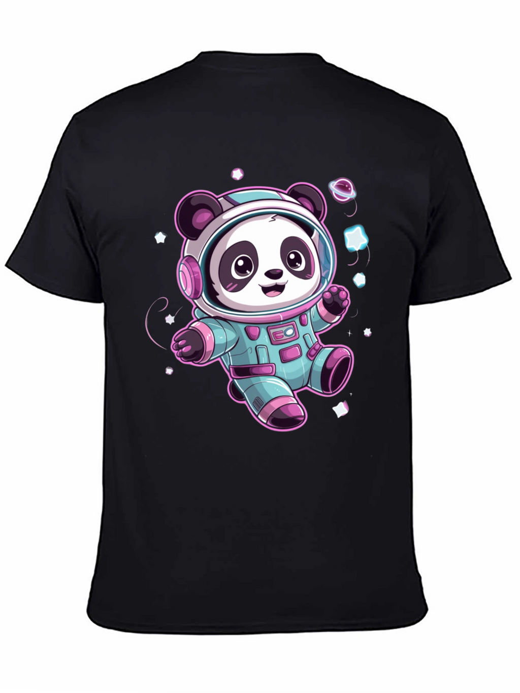Astronaut Panda Black T-Shirt