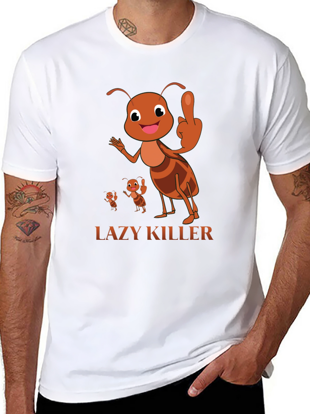Lazy Killer Ant Graphic Tee - Mens Black T-Shirt
