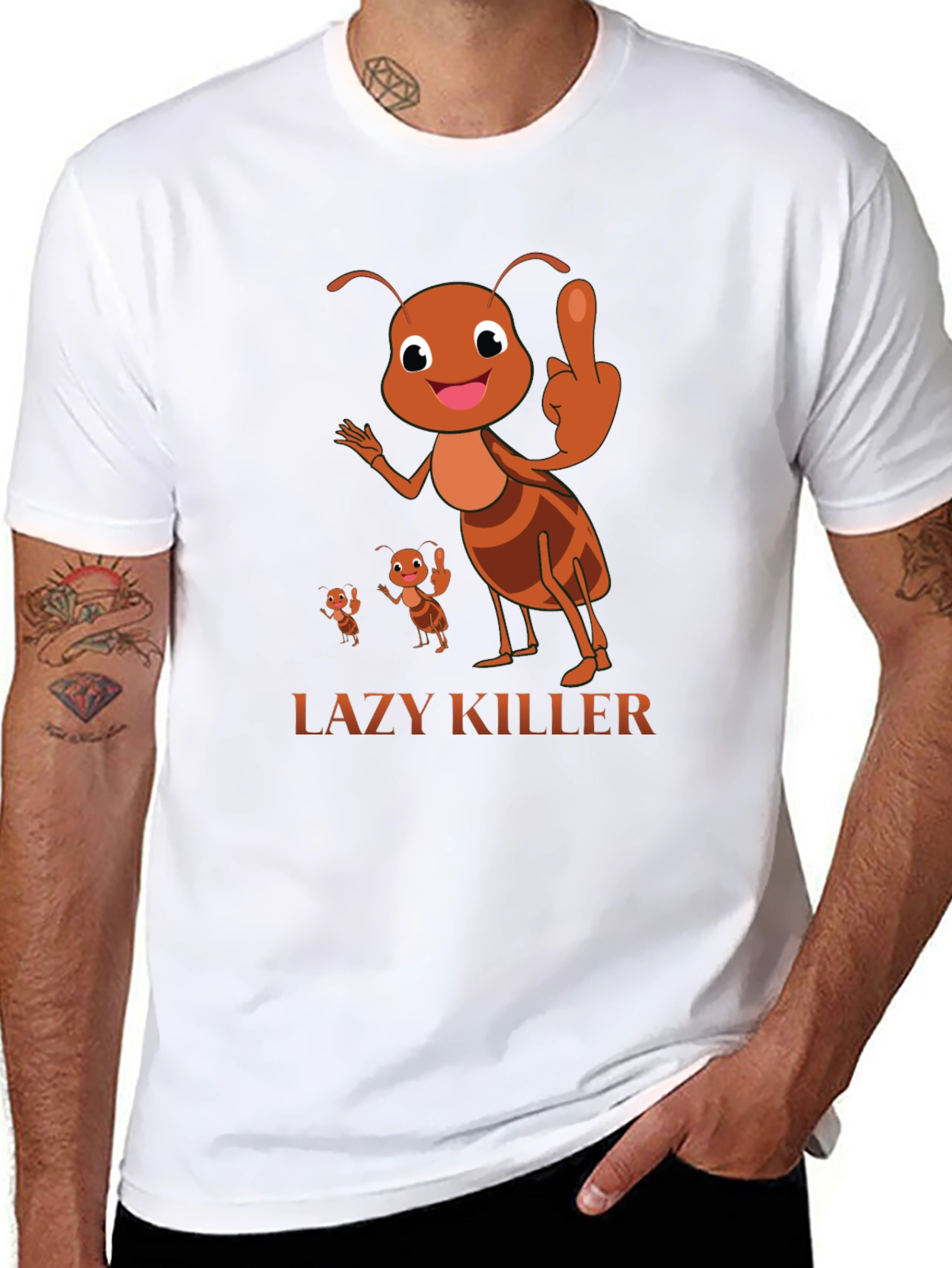 Lazy Killer Ant Graphic Tee - Mens Black T-Shirt