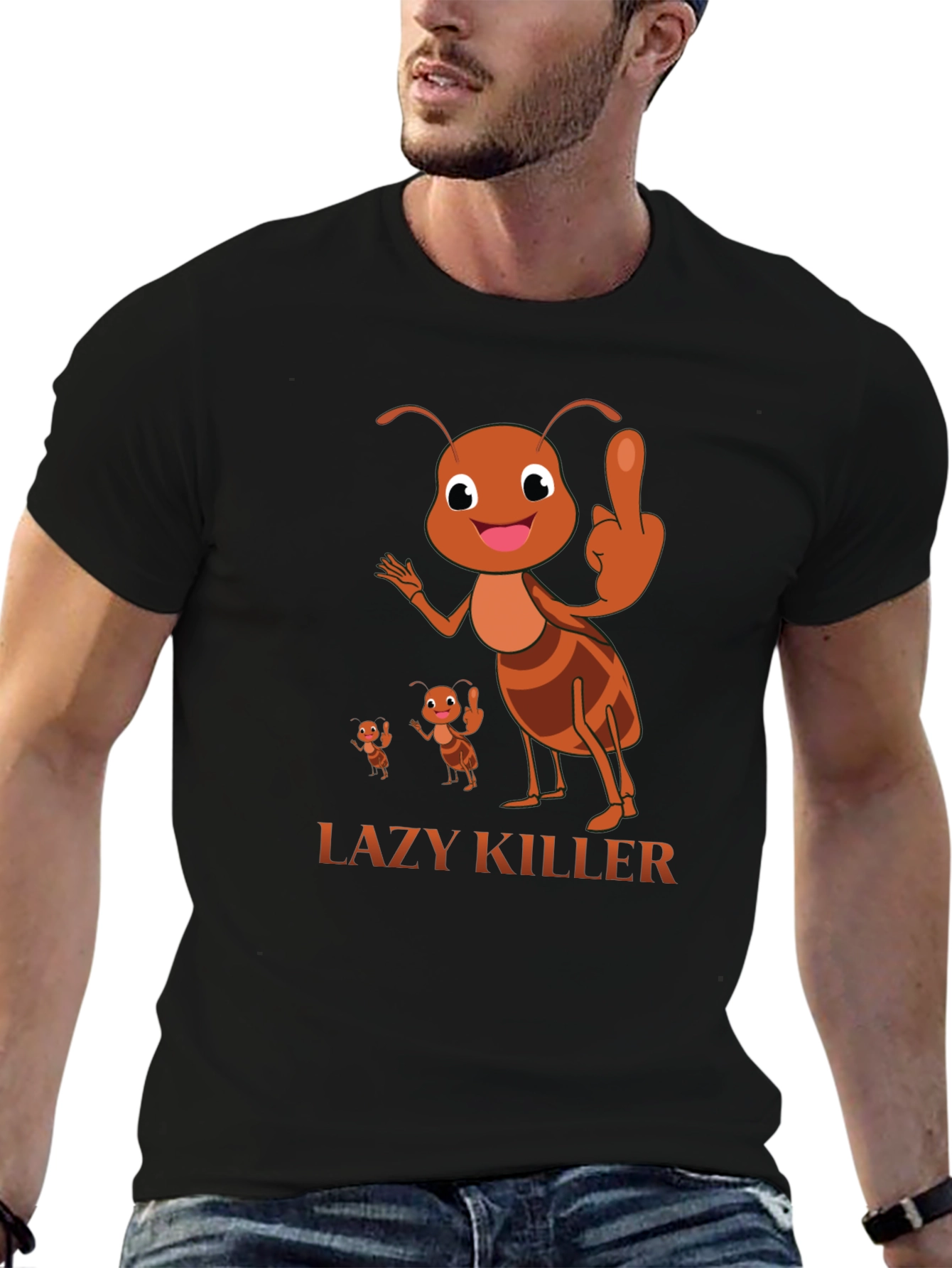 Lazy Killer Ant Graphic Tee - Mens Black T-Shirt