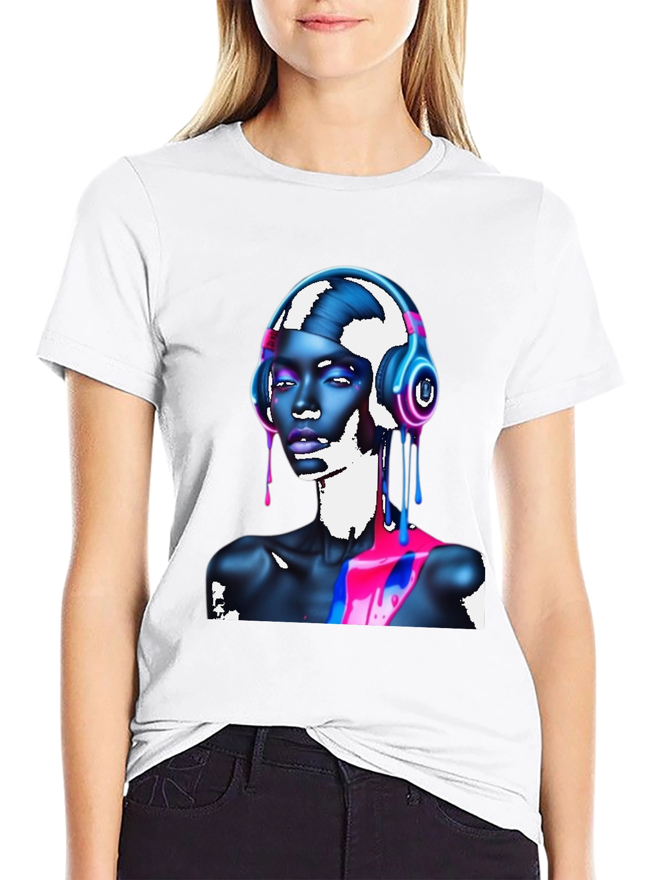 Vibrant Graphic T-Shirt - Headphones & Abstract Art