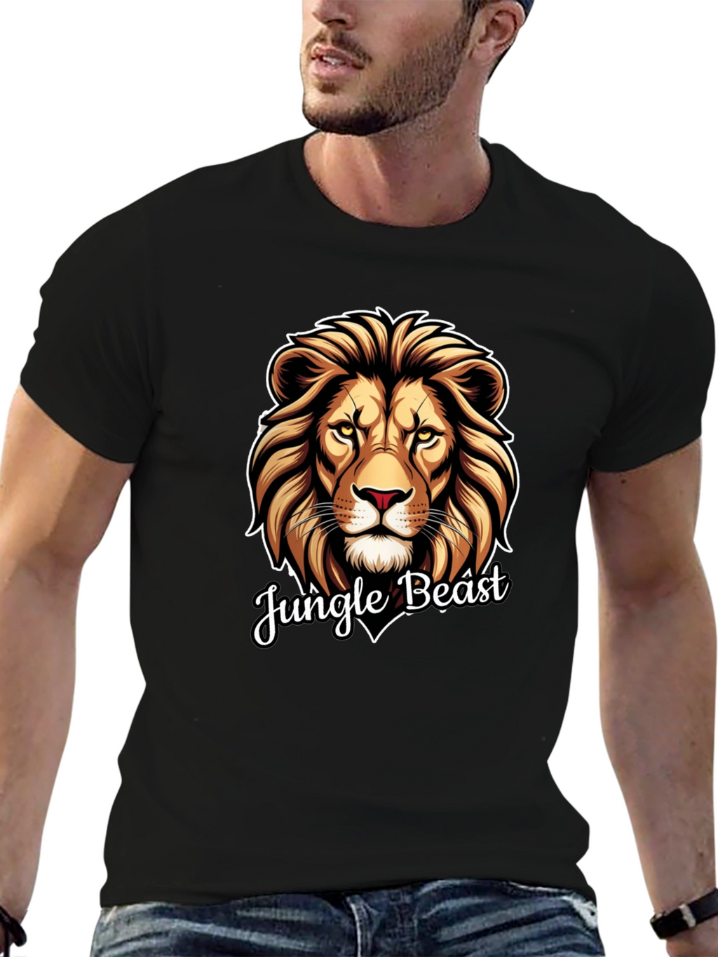Jungle Beast Lion Graphic Tee - Cool Animal Design