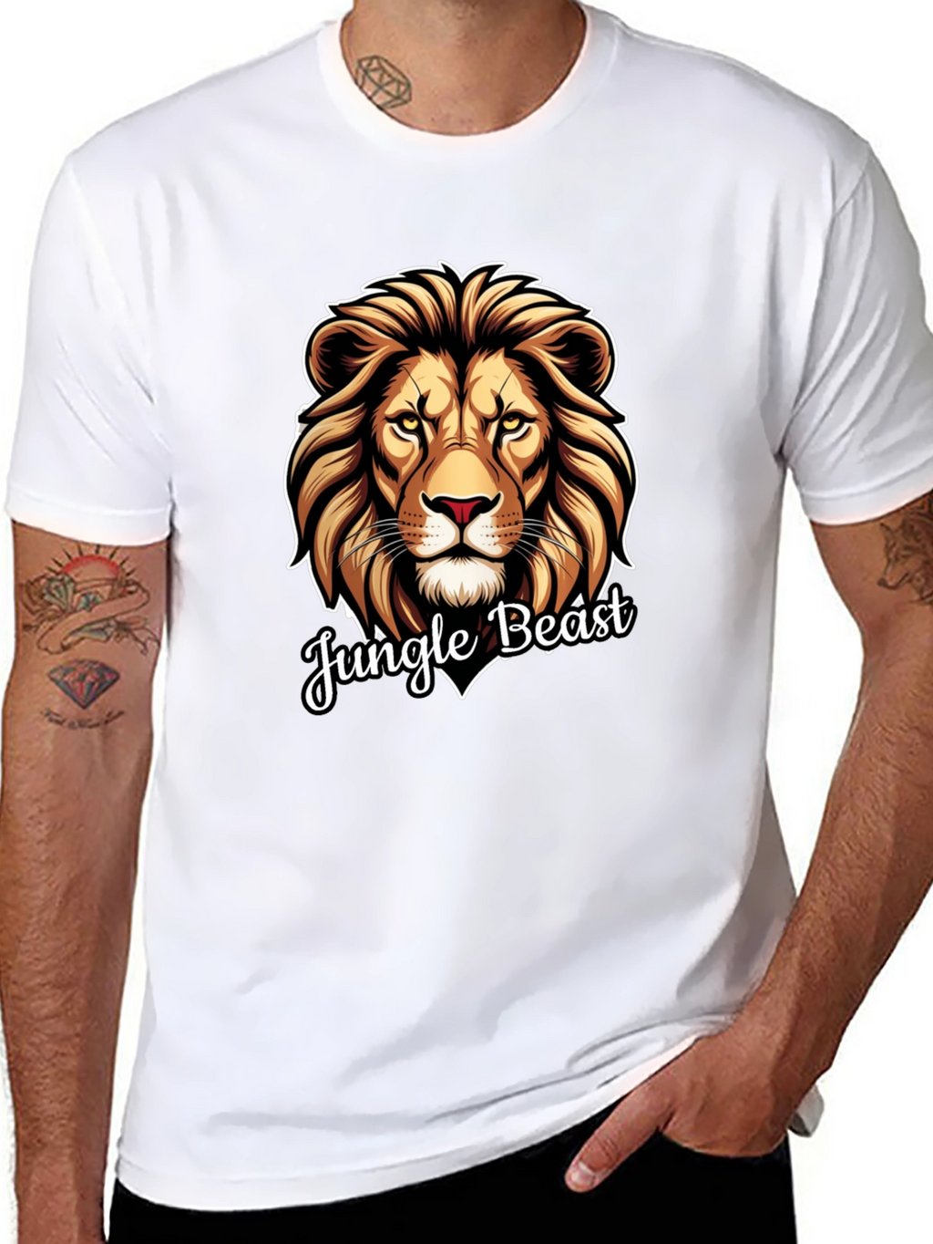 Jungle Beast Lion Graphic Tee - Cool Animal Design