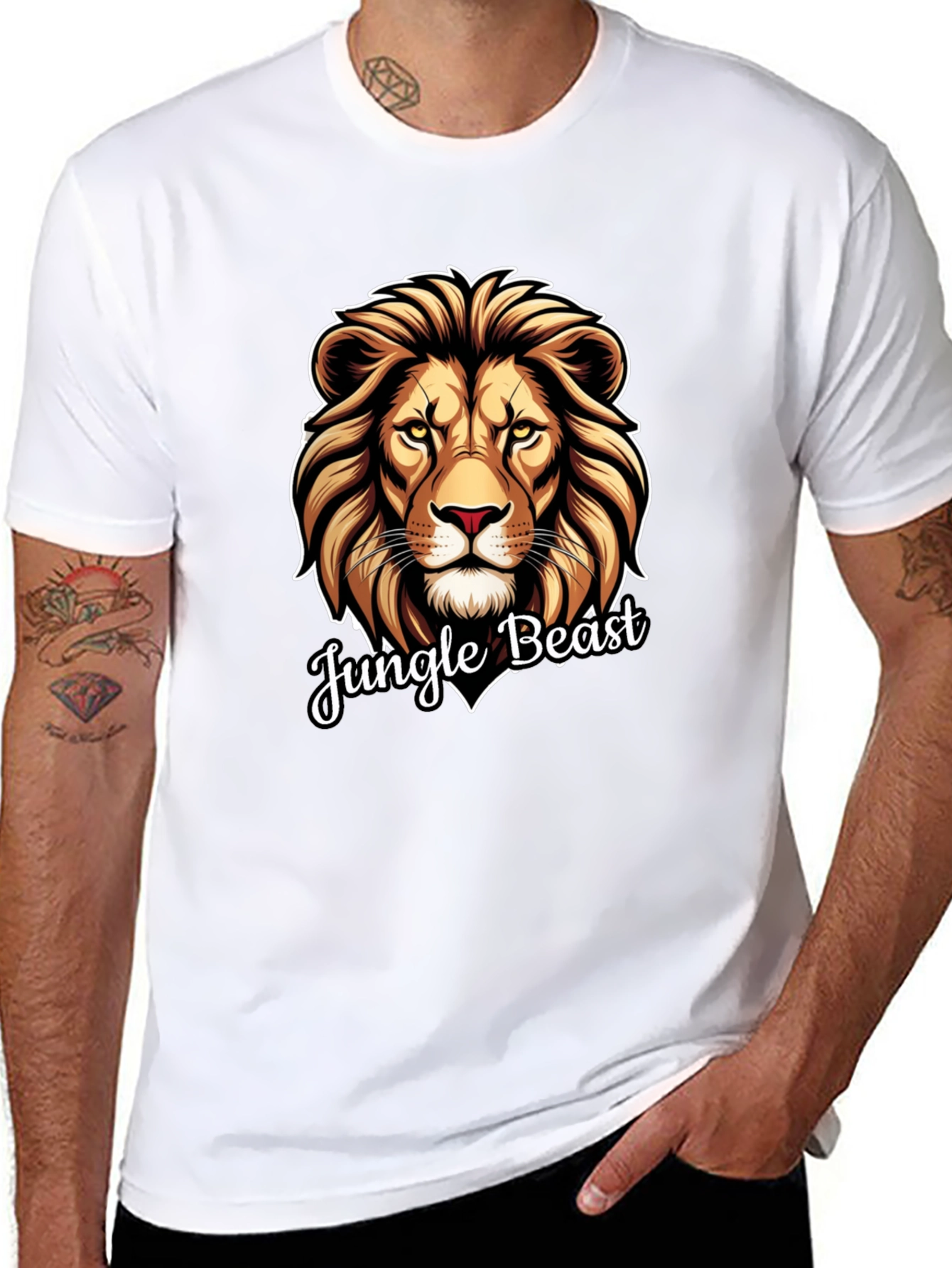 Jungle Beast Lion Graphic Tee - Cool Animal Design