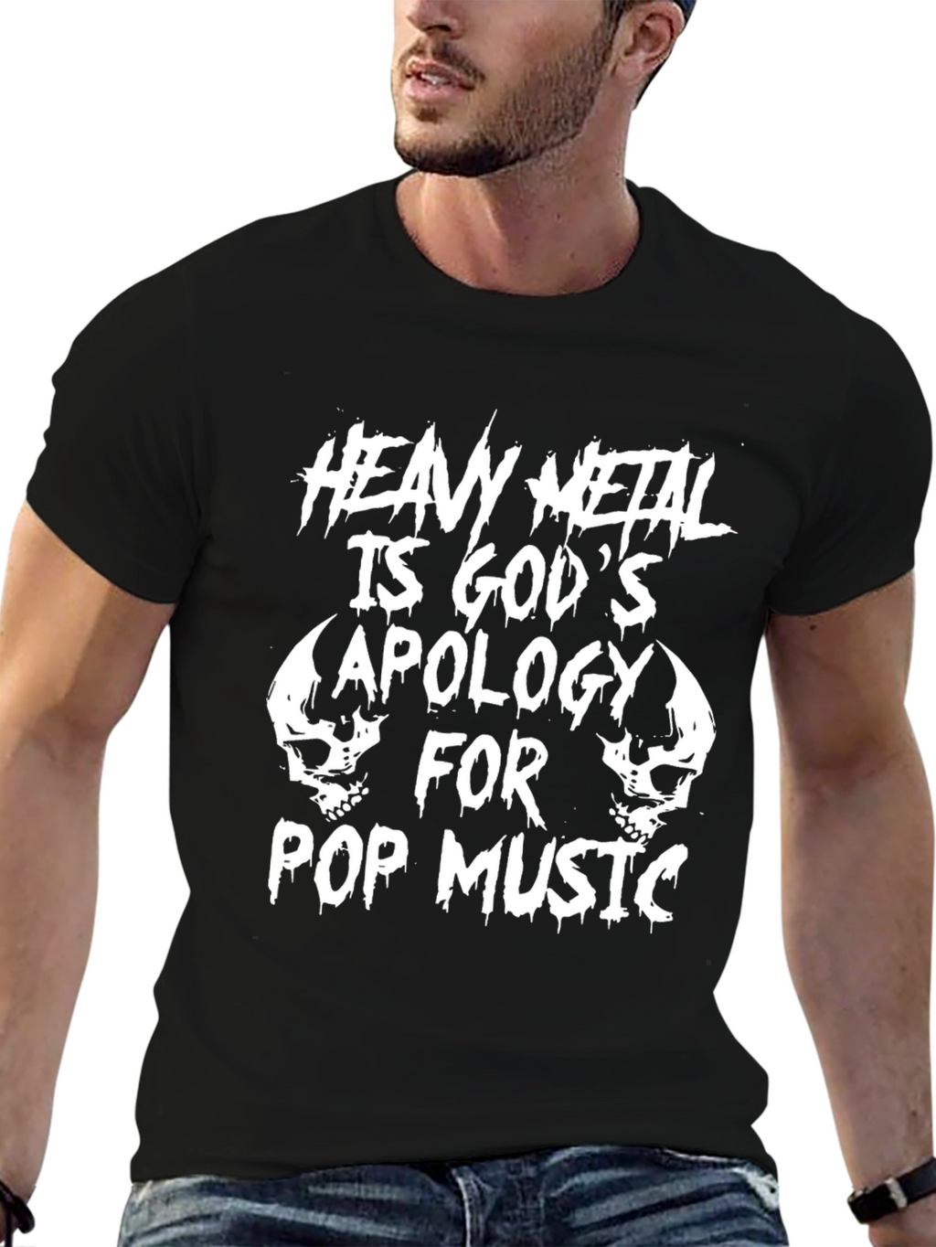 Heavy Metal Gods Apology Graphic Black T-Shirt