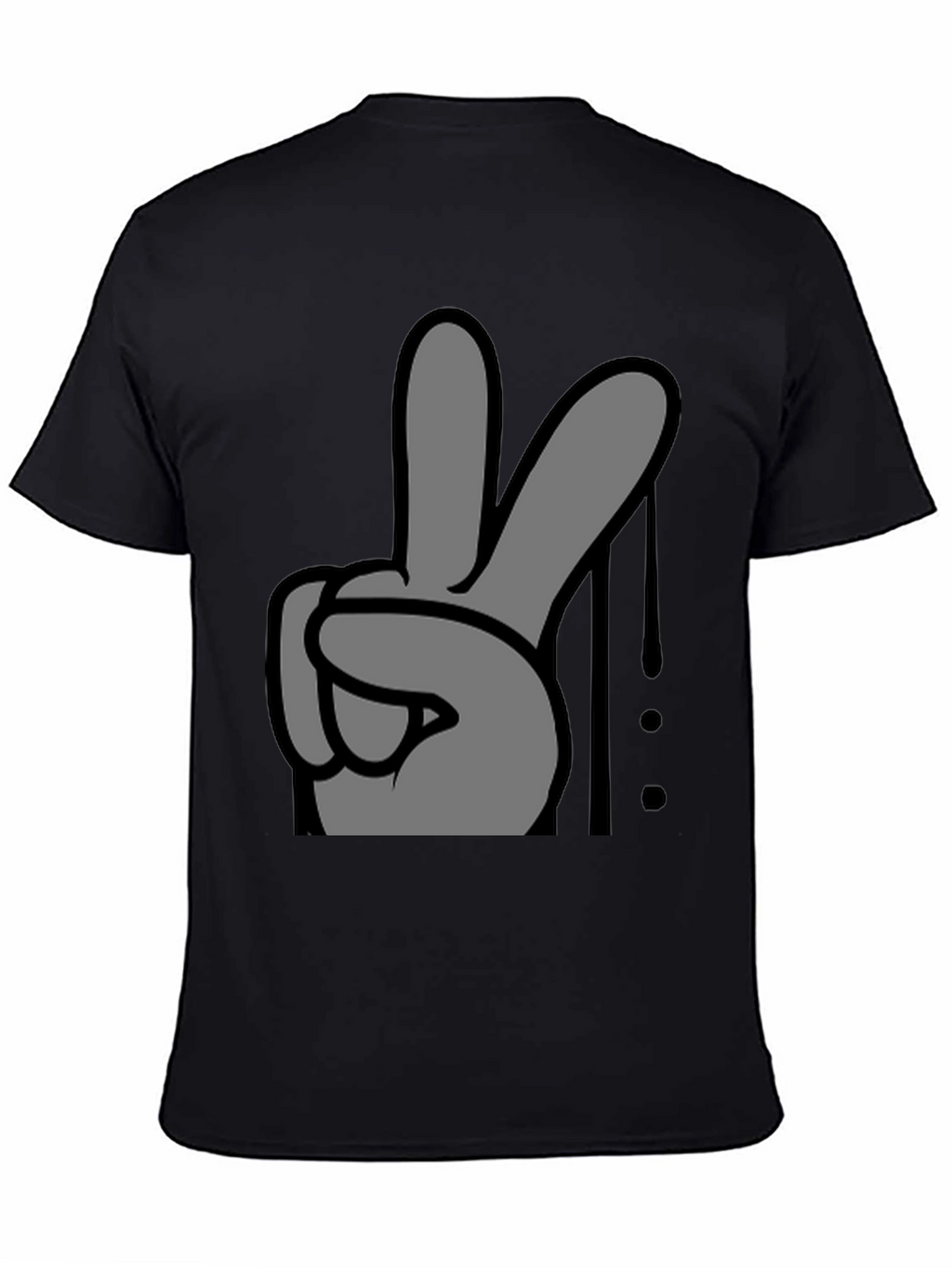 Peace Sign Graphic Tee - Black Cotton Casual T-Shirt