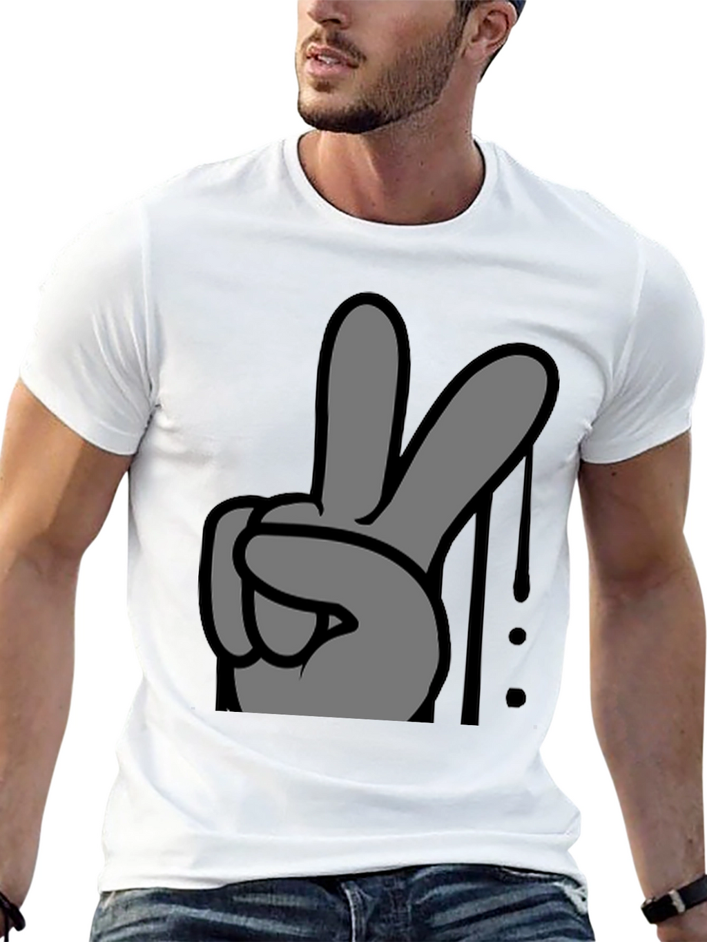 Peace Sign Graphic Tee - Black Cotton Casual T-Shirt