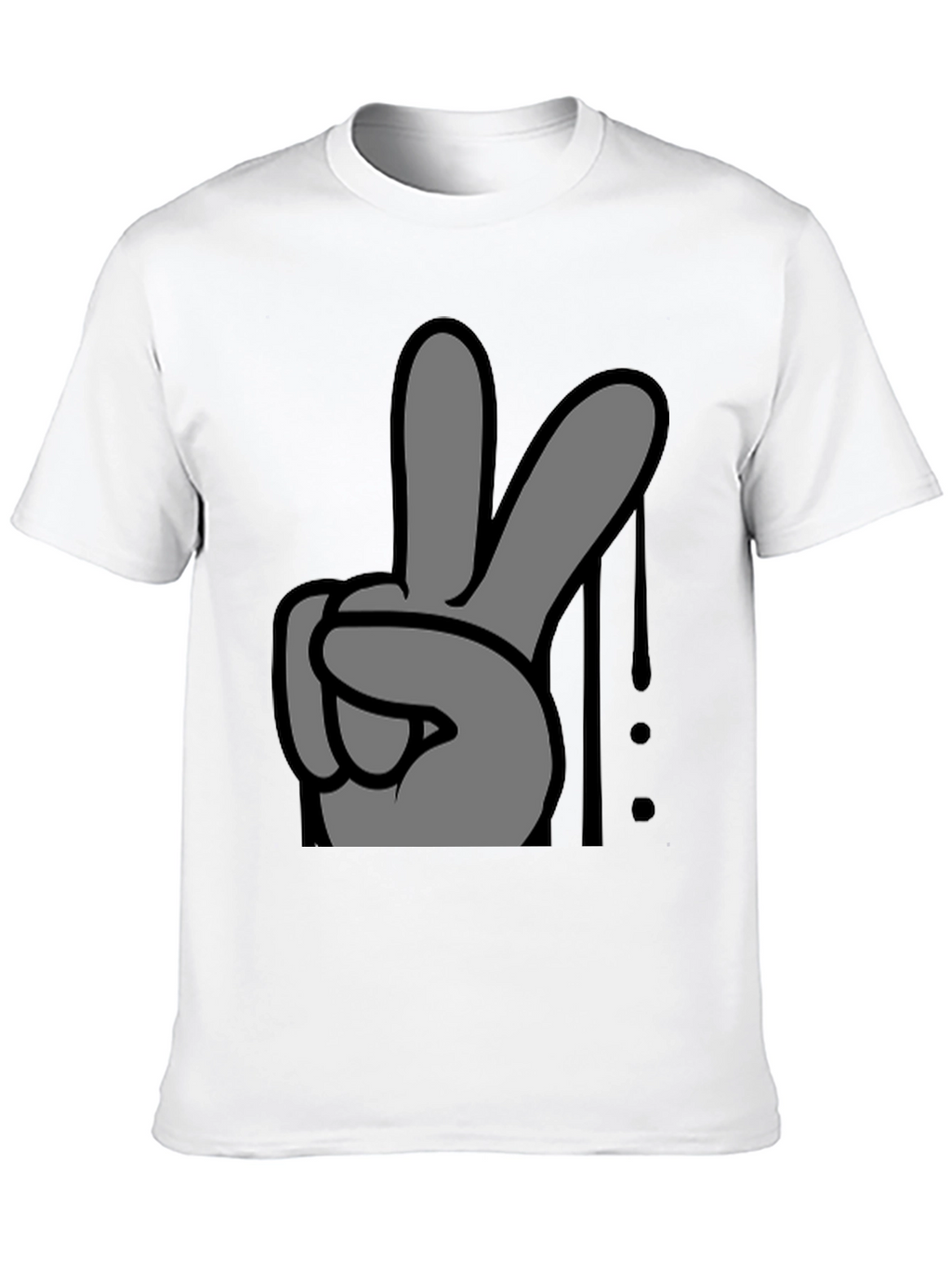 Peace Sign Graphic Tee - Black Cotton Casual T-Shirt