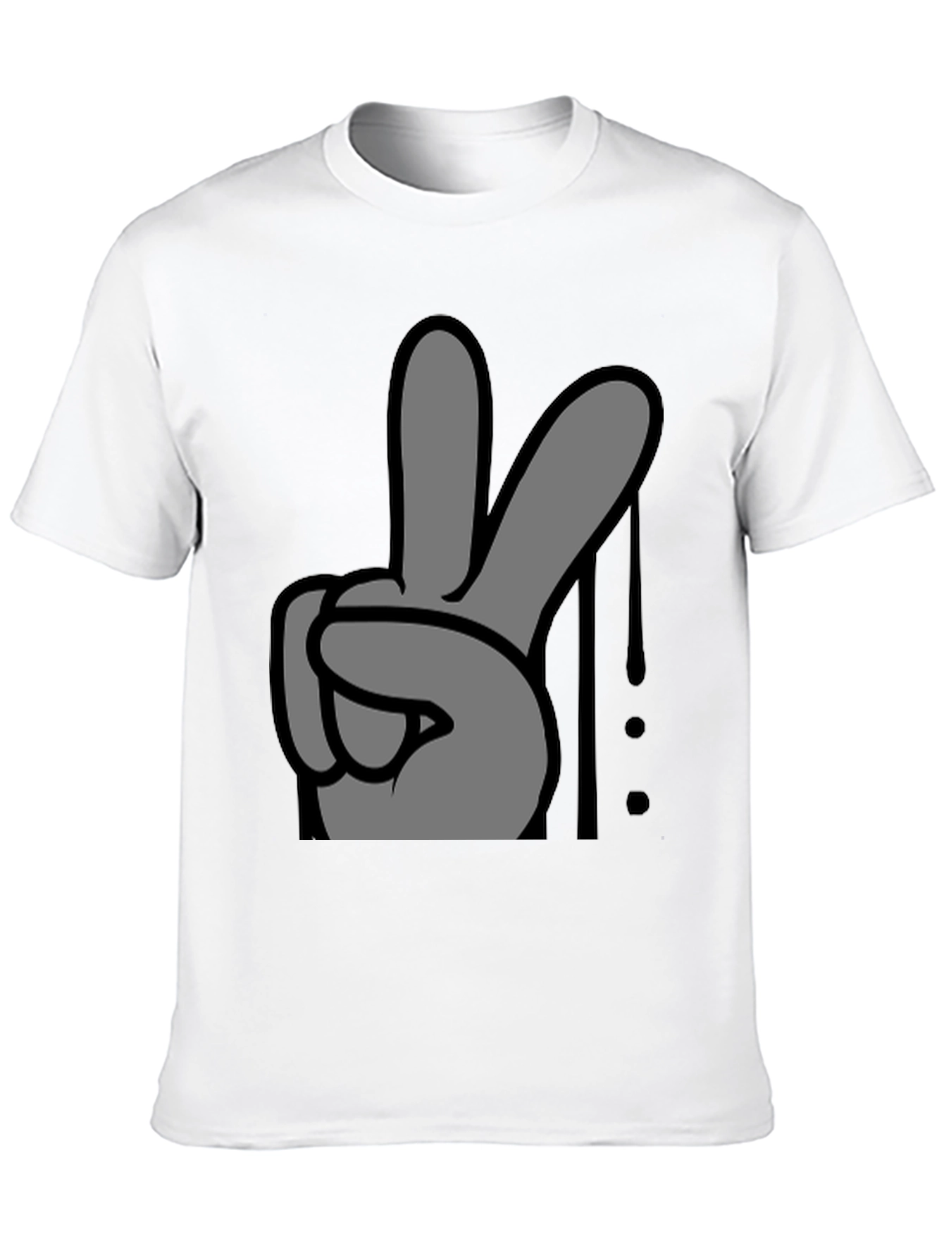 Peace Sign Graphic Tee - Black Cotton Casual T-Shirt