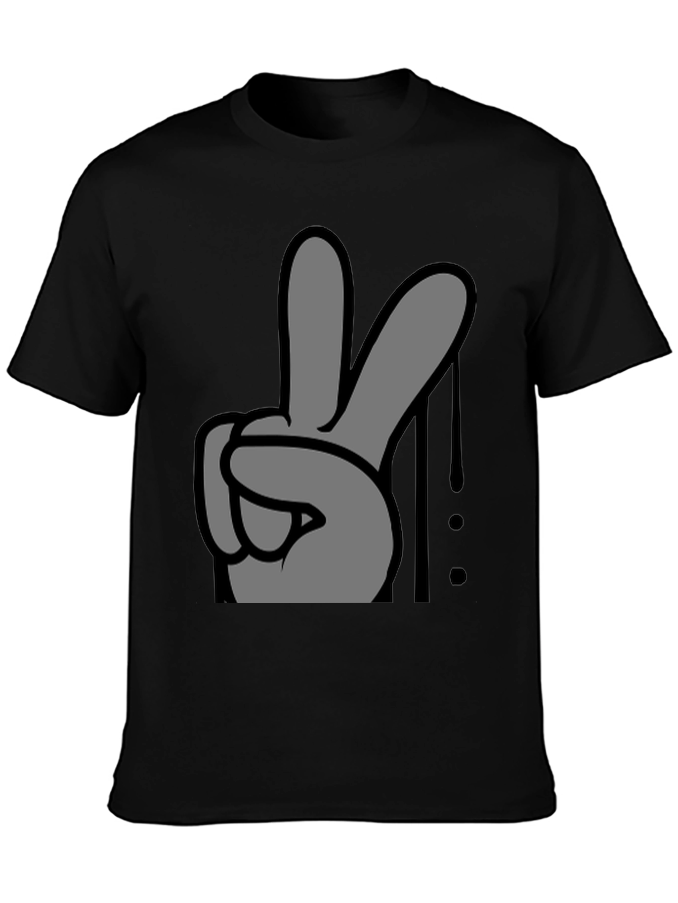 Peace Sign Graphic Tee - Black Cotton Casual T-Shirt