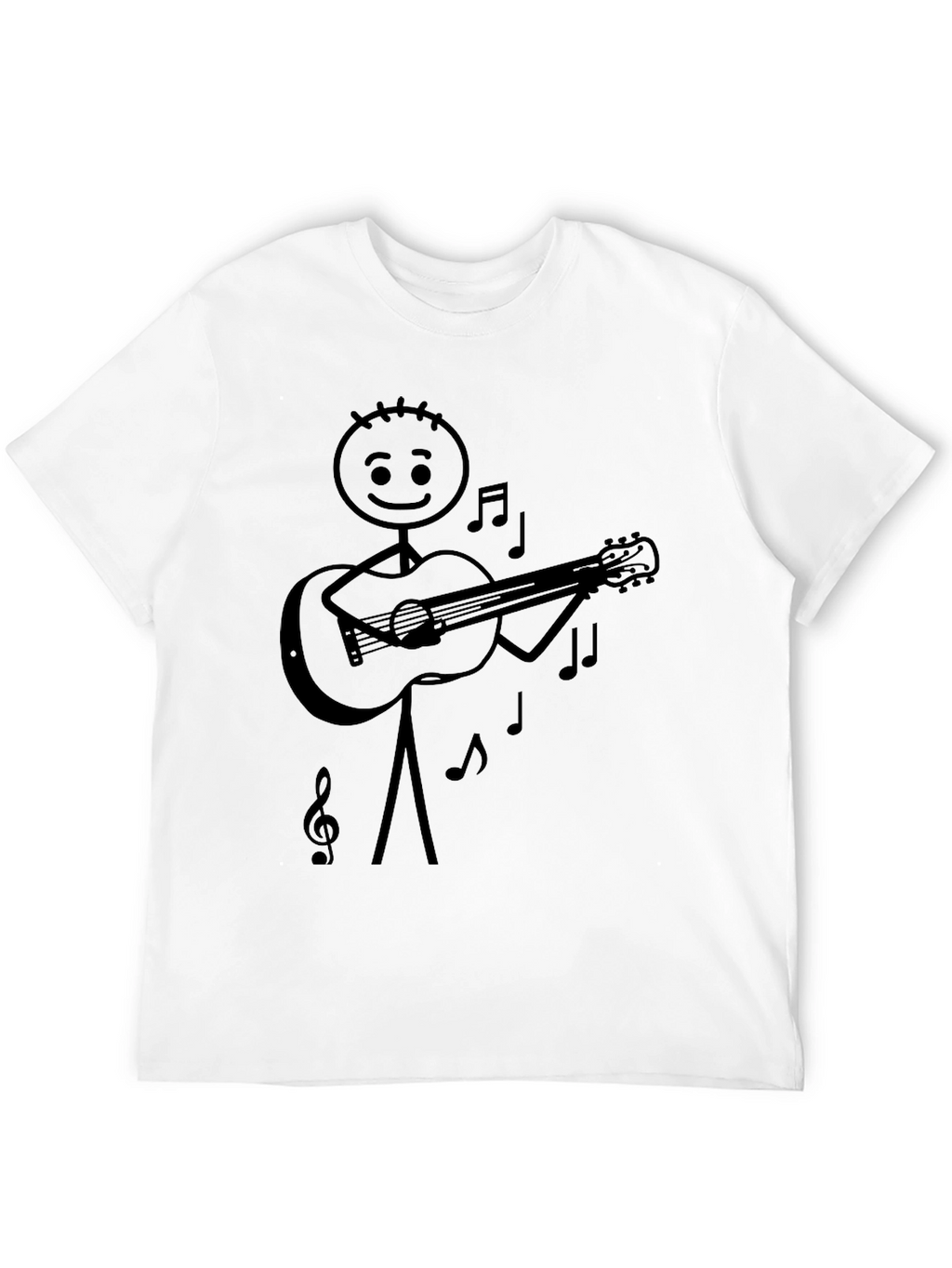 Stick Figure Guitarist Tee - Black Graphic T-Shirt