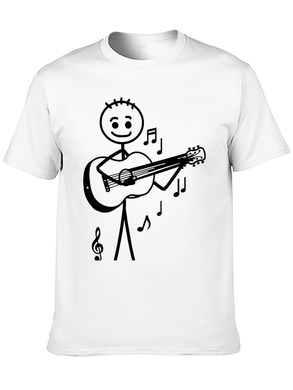 Stick Figure Guitarist Tee - Black Graphic T-Shirt