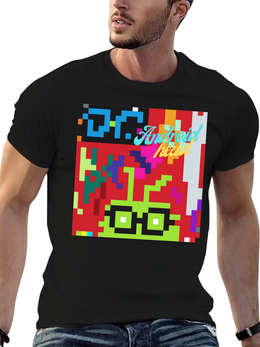 Pixel Art Android Nerd T-Shirt - Retro Style