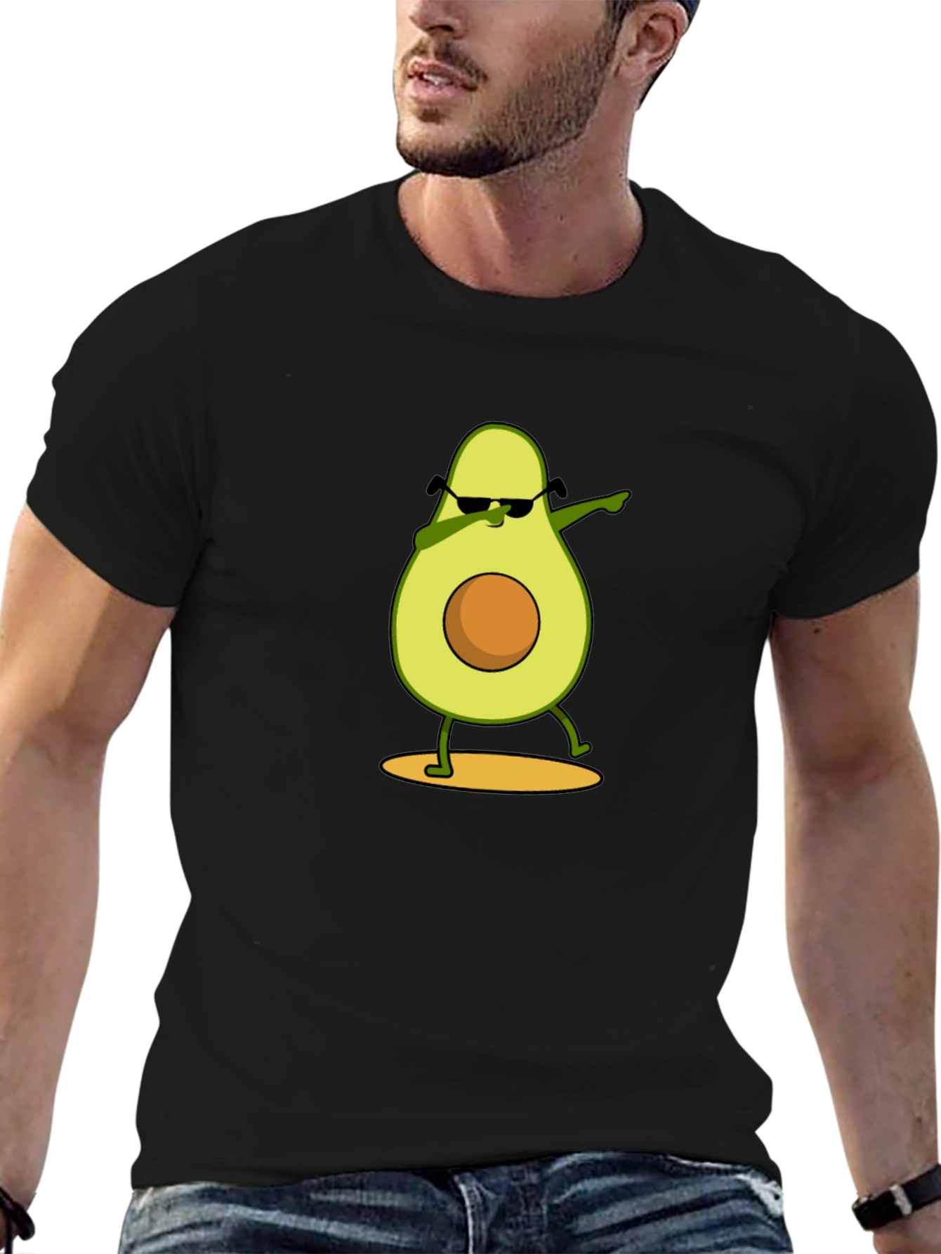 Dabbing Avocado Graphic Tee - Funny Fruit Cartoon T-Shirt