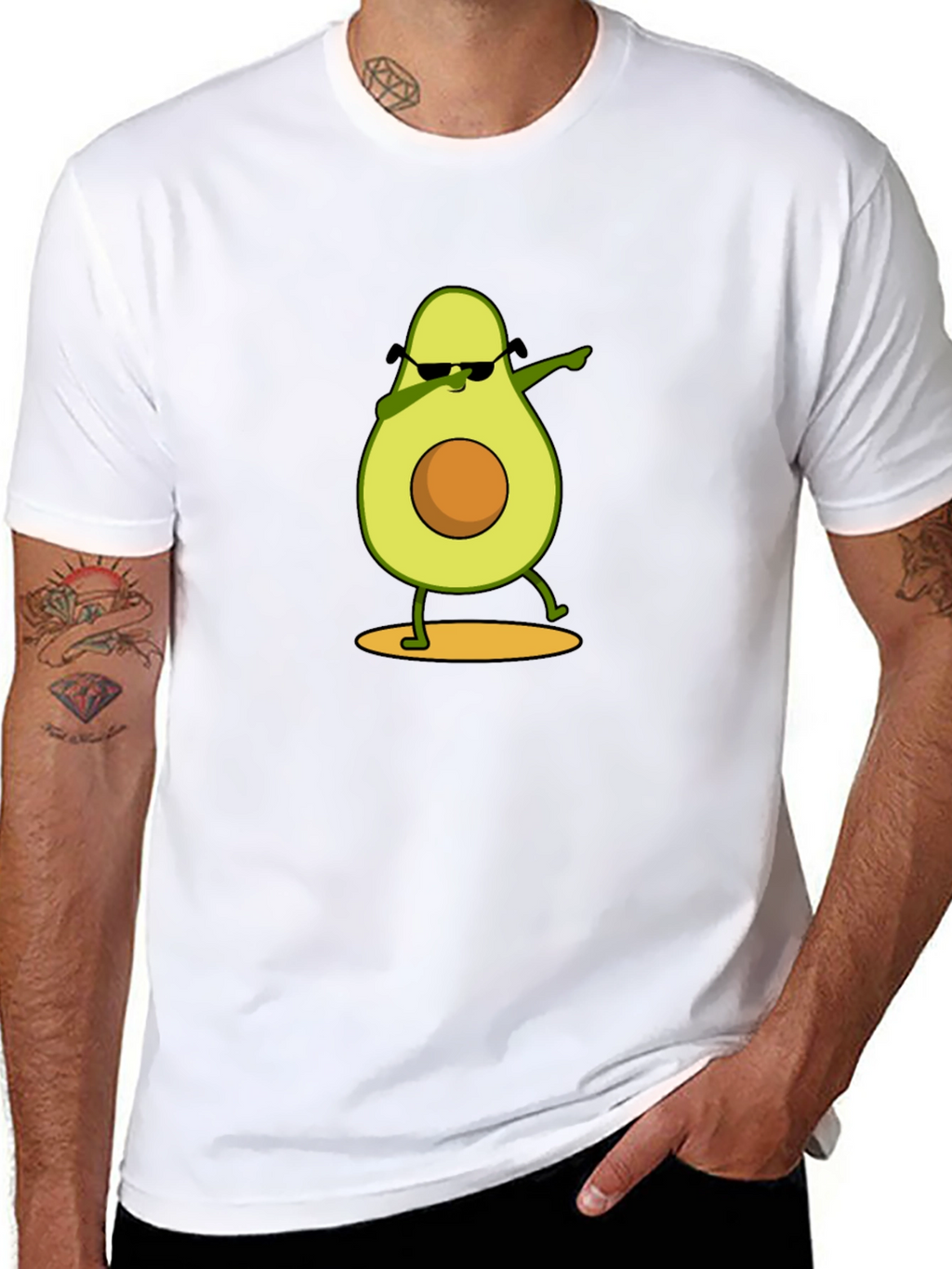 Dabbing Avocado Graphic Tee - Funny Fruit Cartoon T-Shirt