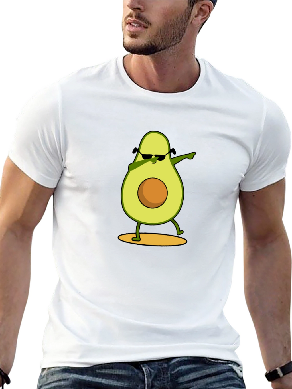 Dabbing Avocado Graphic Tee - Funny Fruit Cartoon T-Shirt