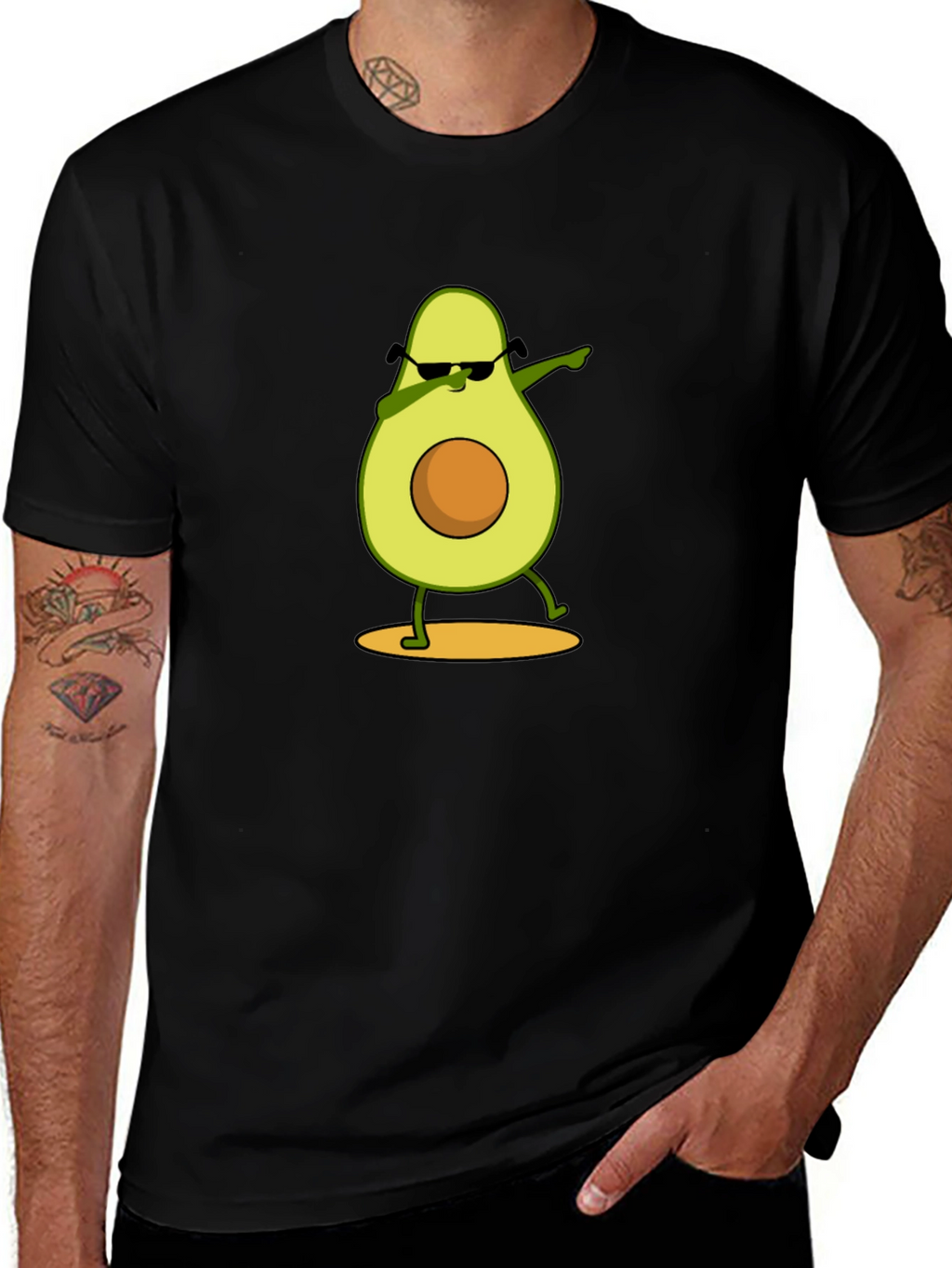 Dabbing Avocado Graphic Tee - Funny Fruit Cartoon T-Shirt