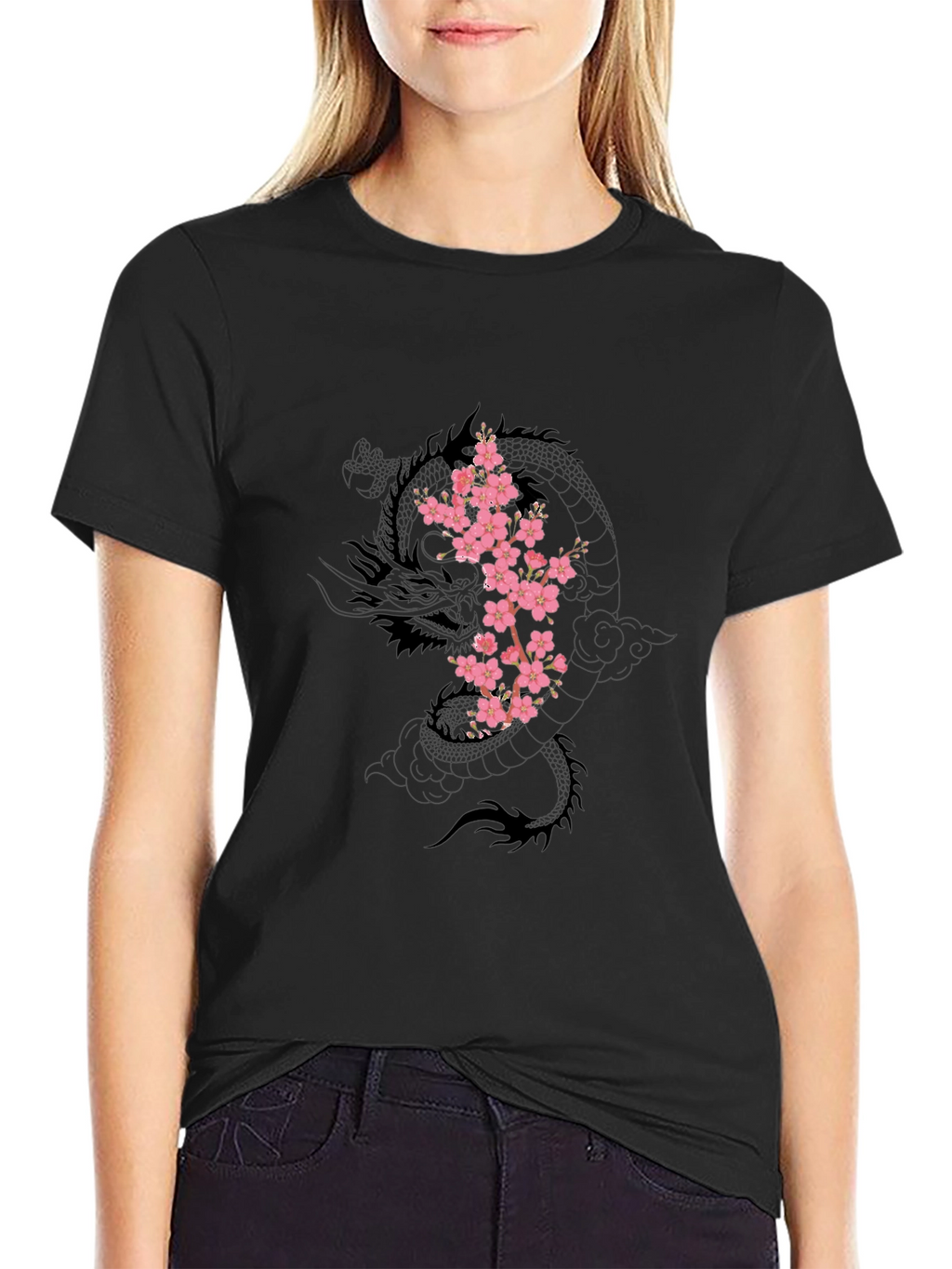 Dragon & Cherry Blossom Black T-Shirt