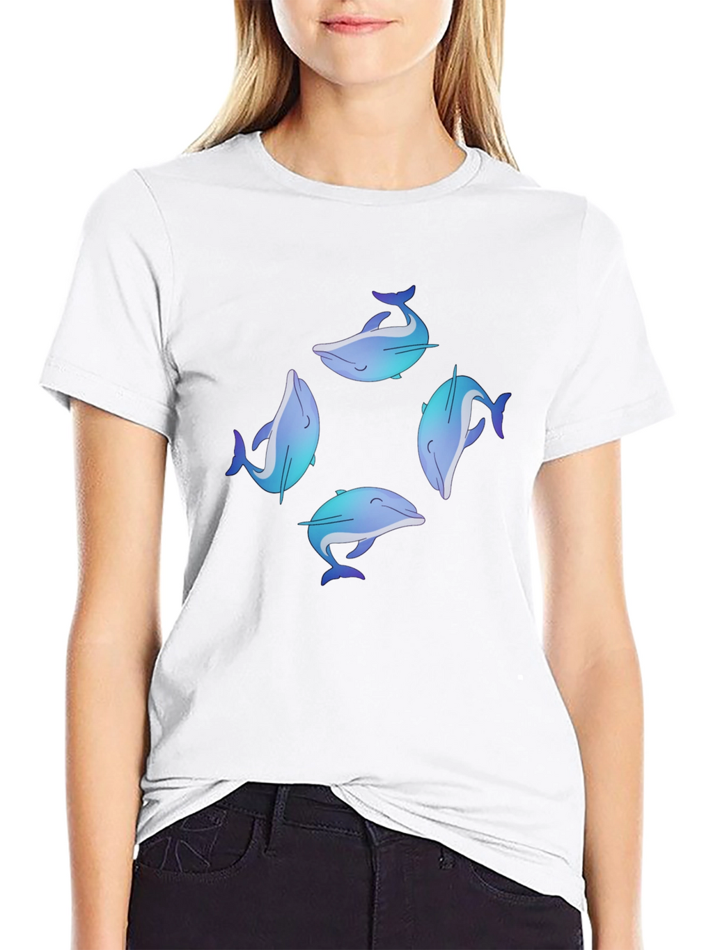 Dolphin Circle Graphic Black T-Shirt