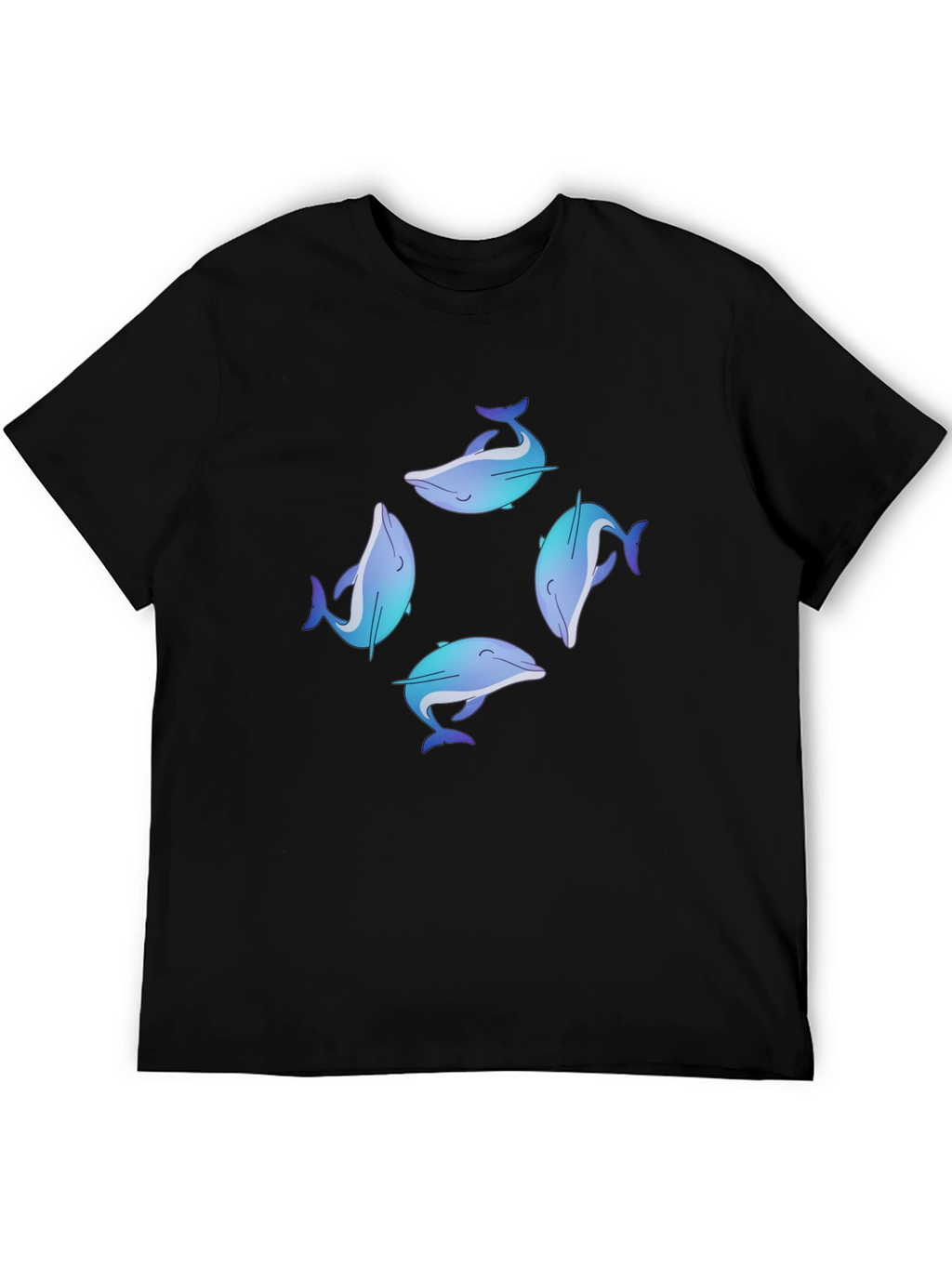 Dolphin Circle Graphic Black T-Shirt