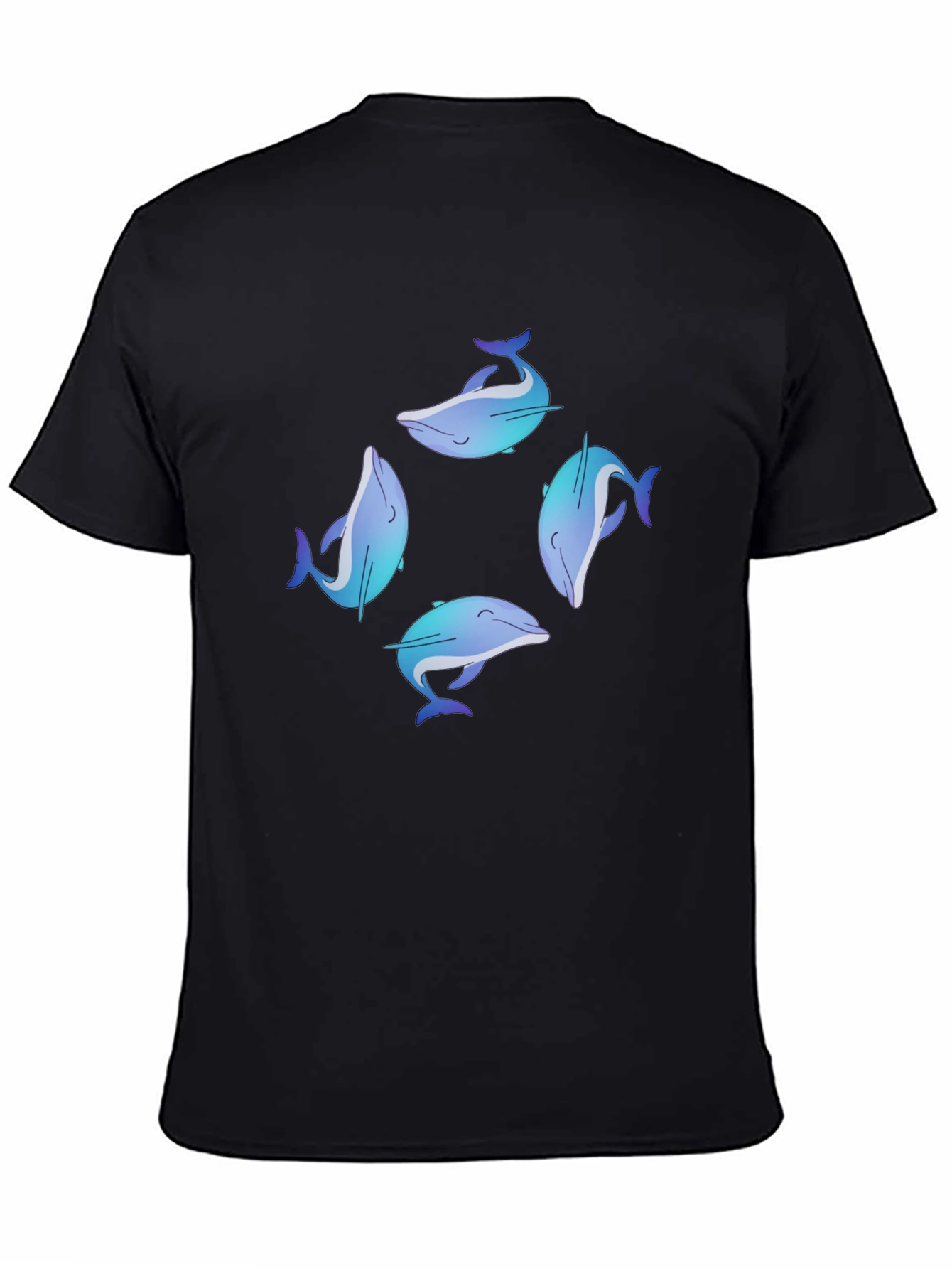 Dolphin Circle Graphic Black T-Shirt