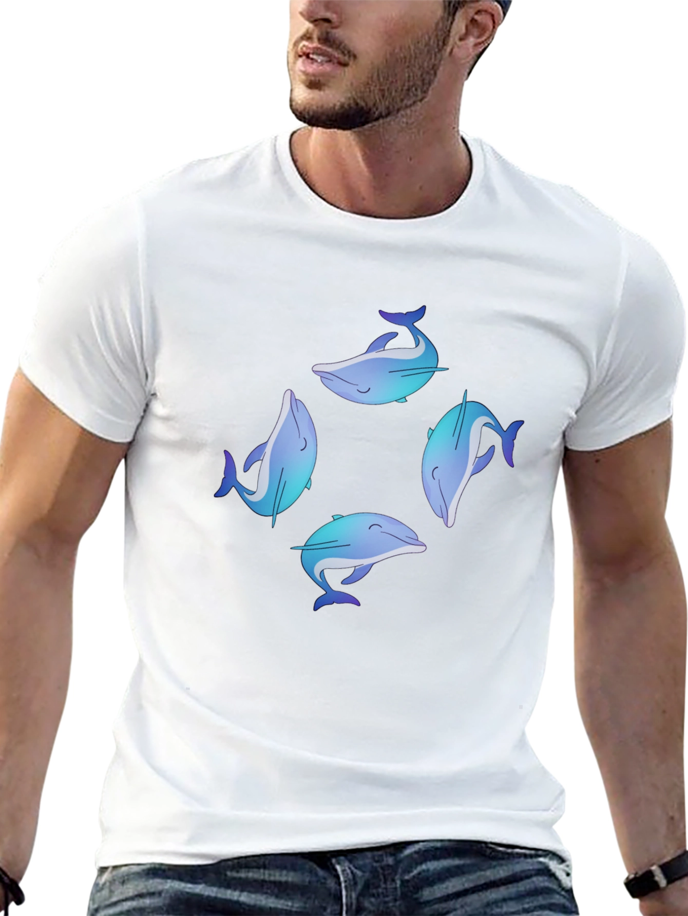 Dolphin Circle Graphic Black T-Shirt