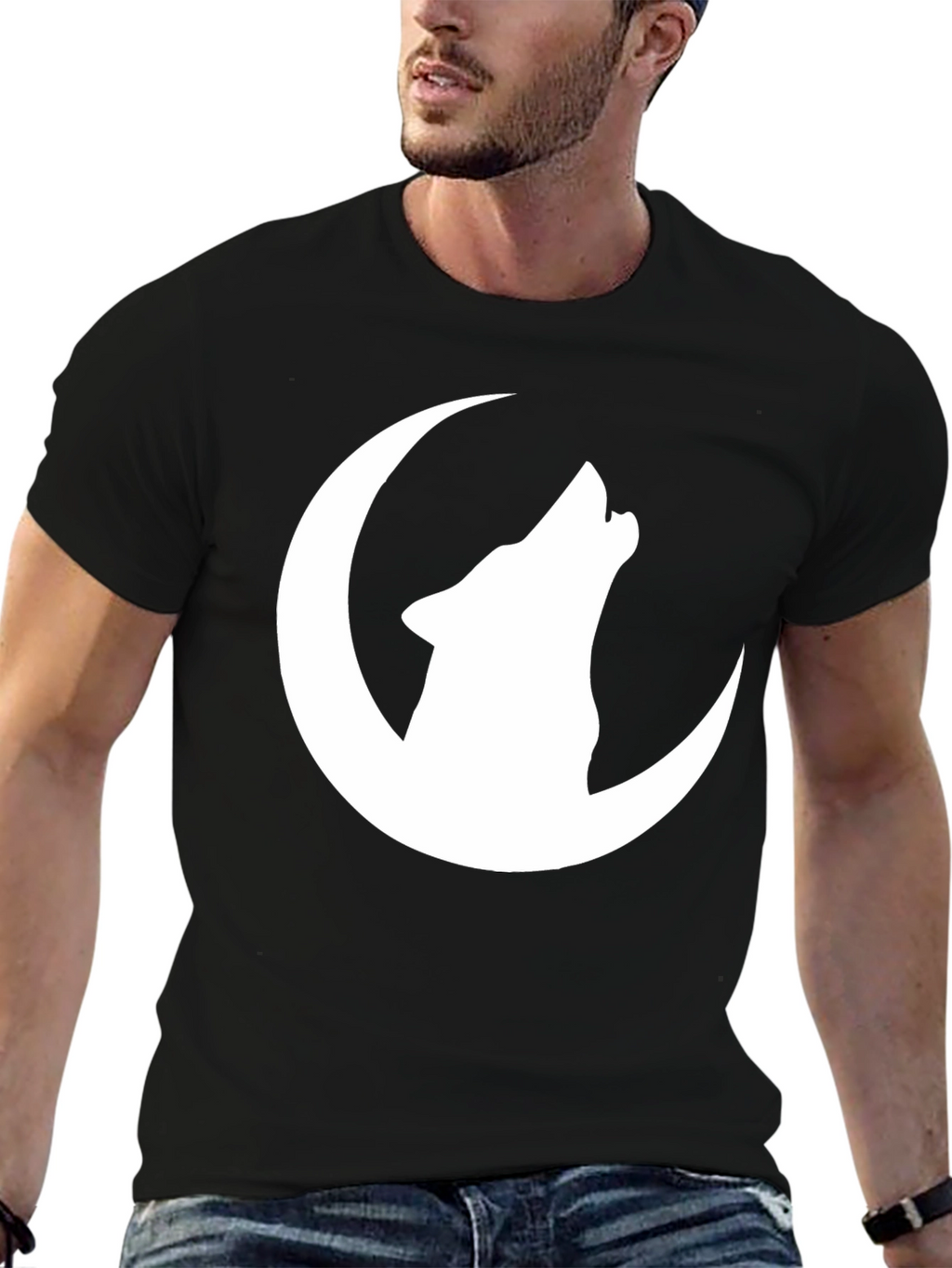 Wolf Moon Graphic Tee - Black Cotton T-Shirt