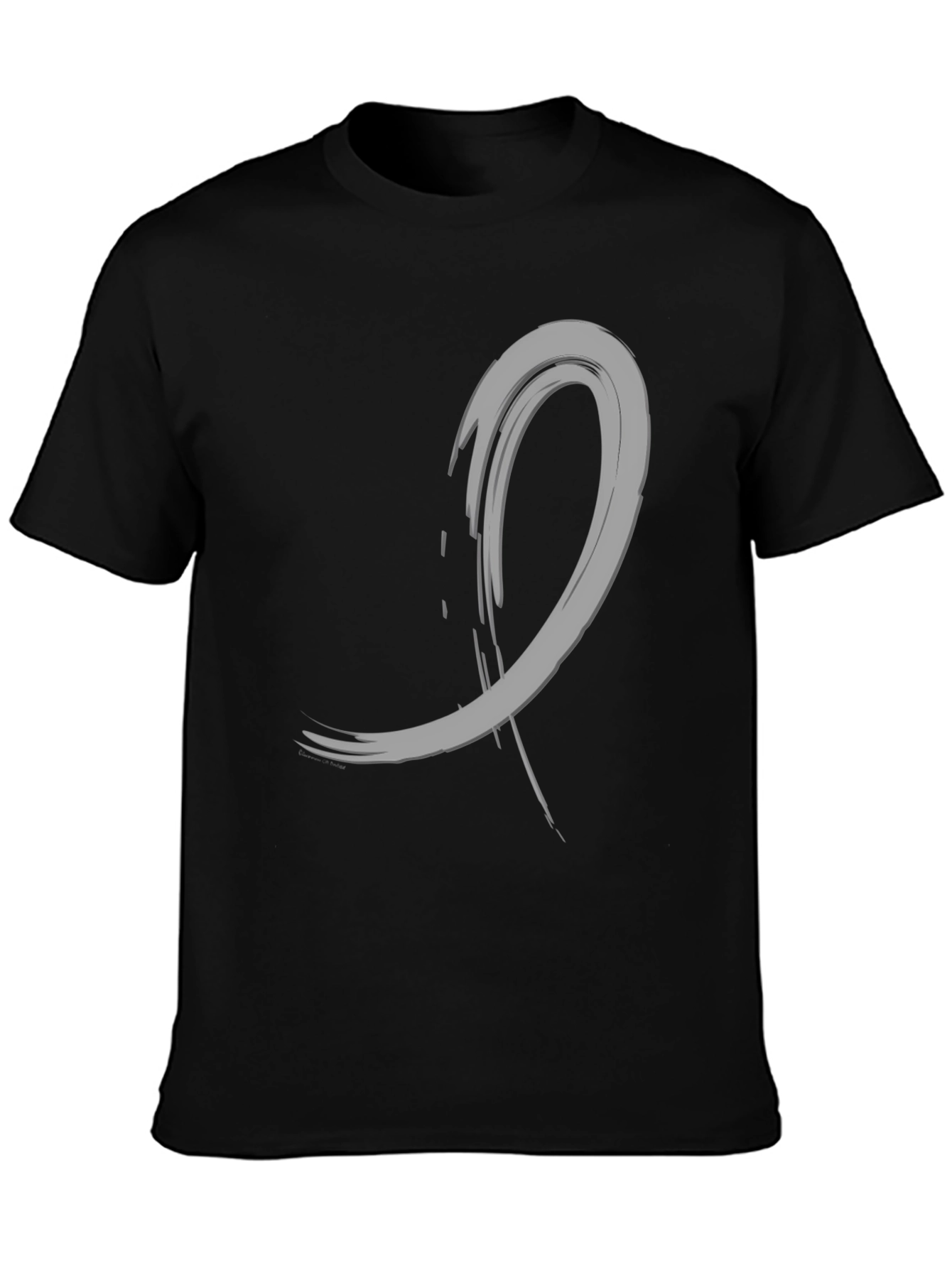 Abstract Brushstroke Graphic Tee - Black Cotton Casual