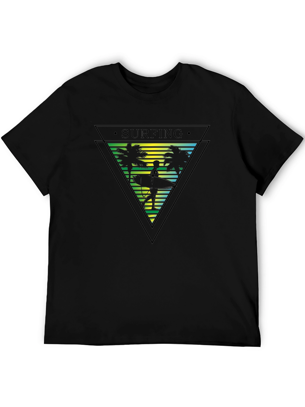 Surfing Palm Tree Graphic Mens T-Shirt