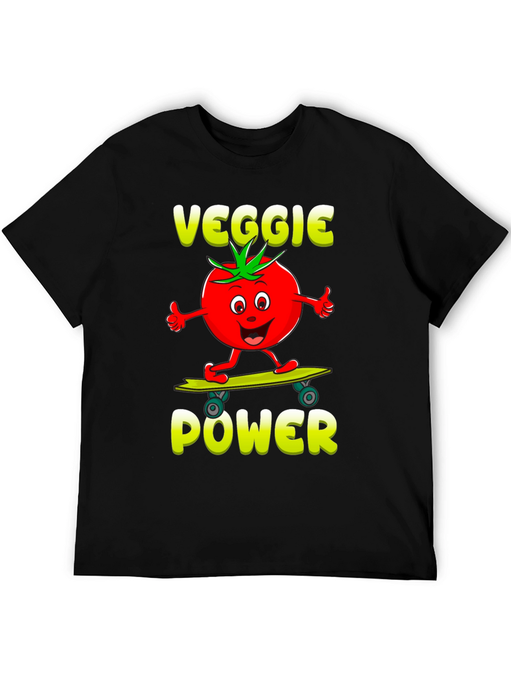 Veggie Power T-Shirt - Cartoon Tomato Skateboard Tee