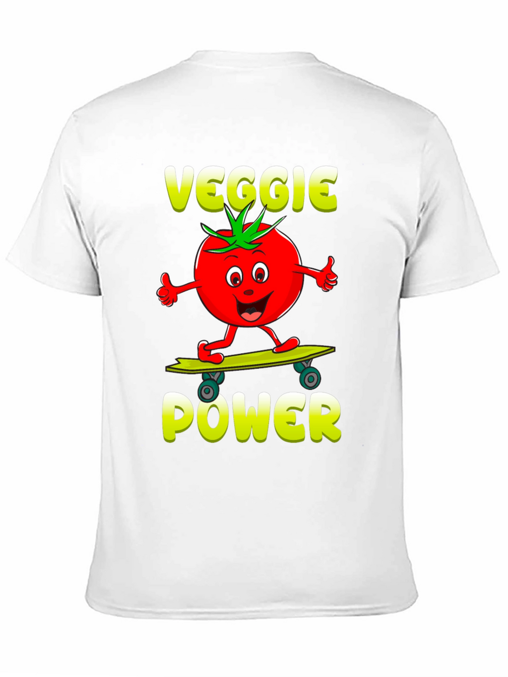 Veggie Power T-Shirt - Cartoon Tomato Skateboard Tee