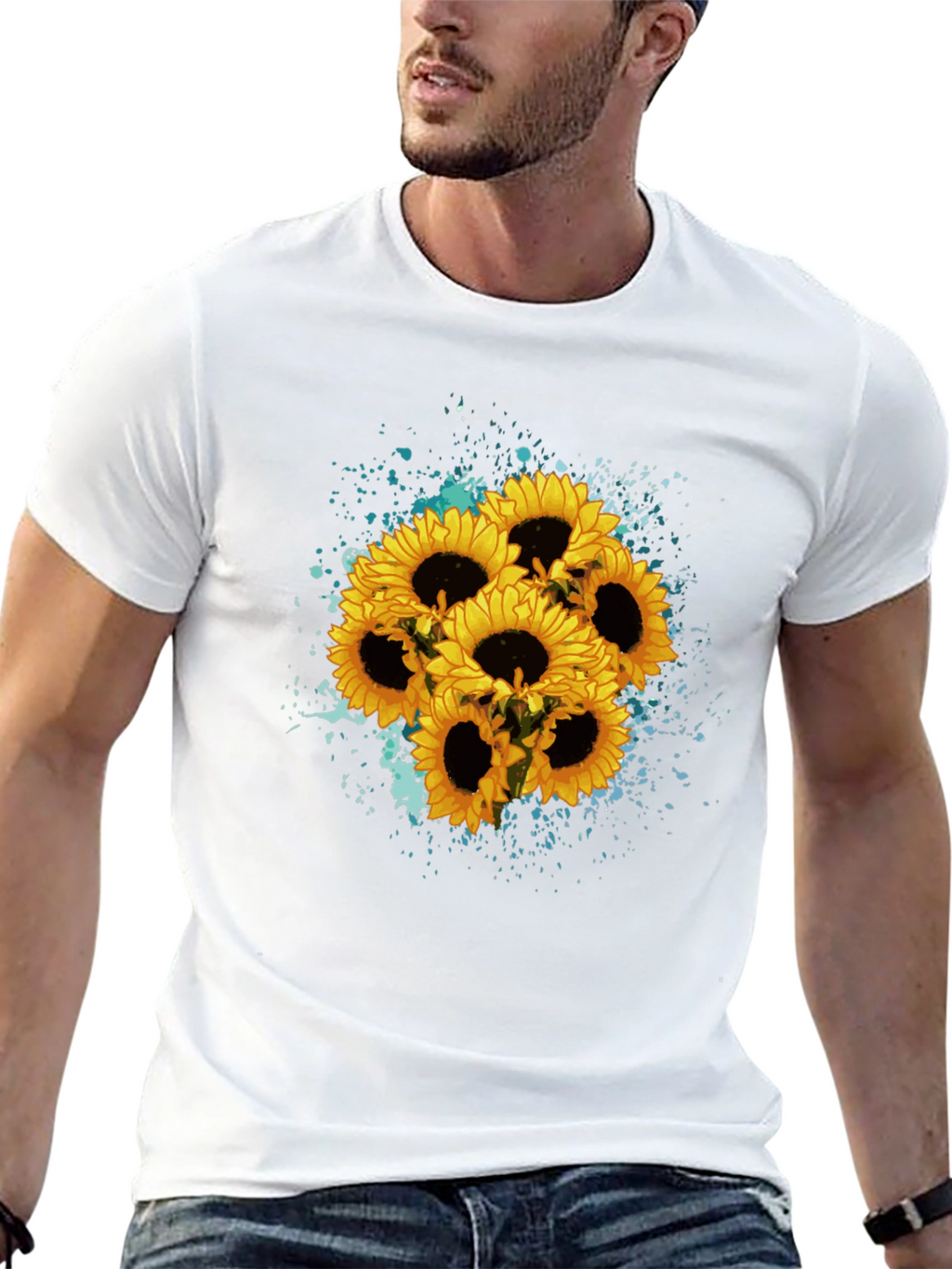 Sunflower Splash Black T-Shirt - Floral Graphic Tee