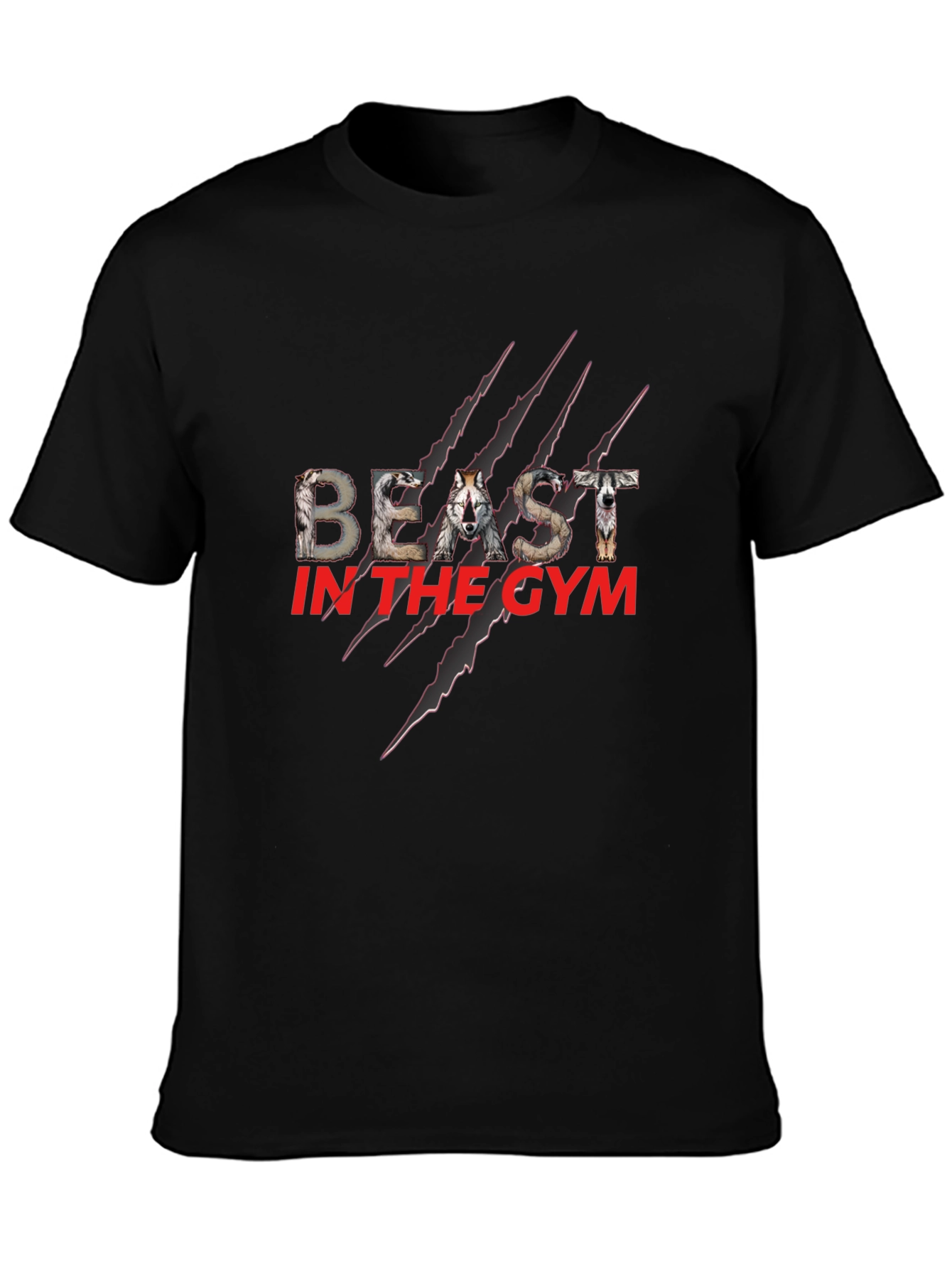 Beast in the Gym Graphic T-Shirt - Wolf Design