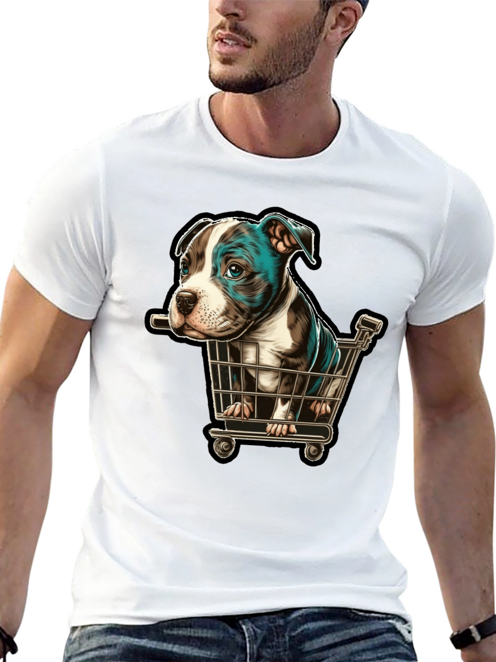 Puppy in Cart Graphic T-Shirt