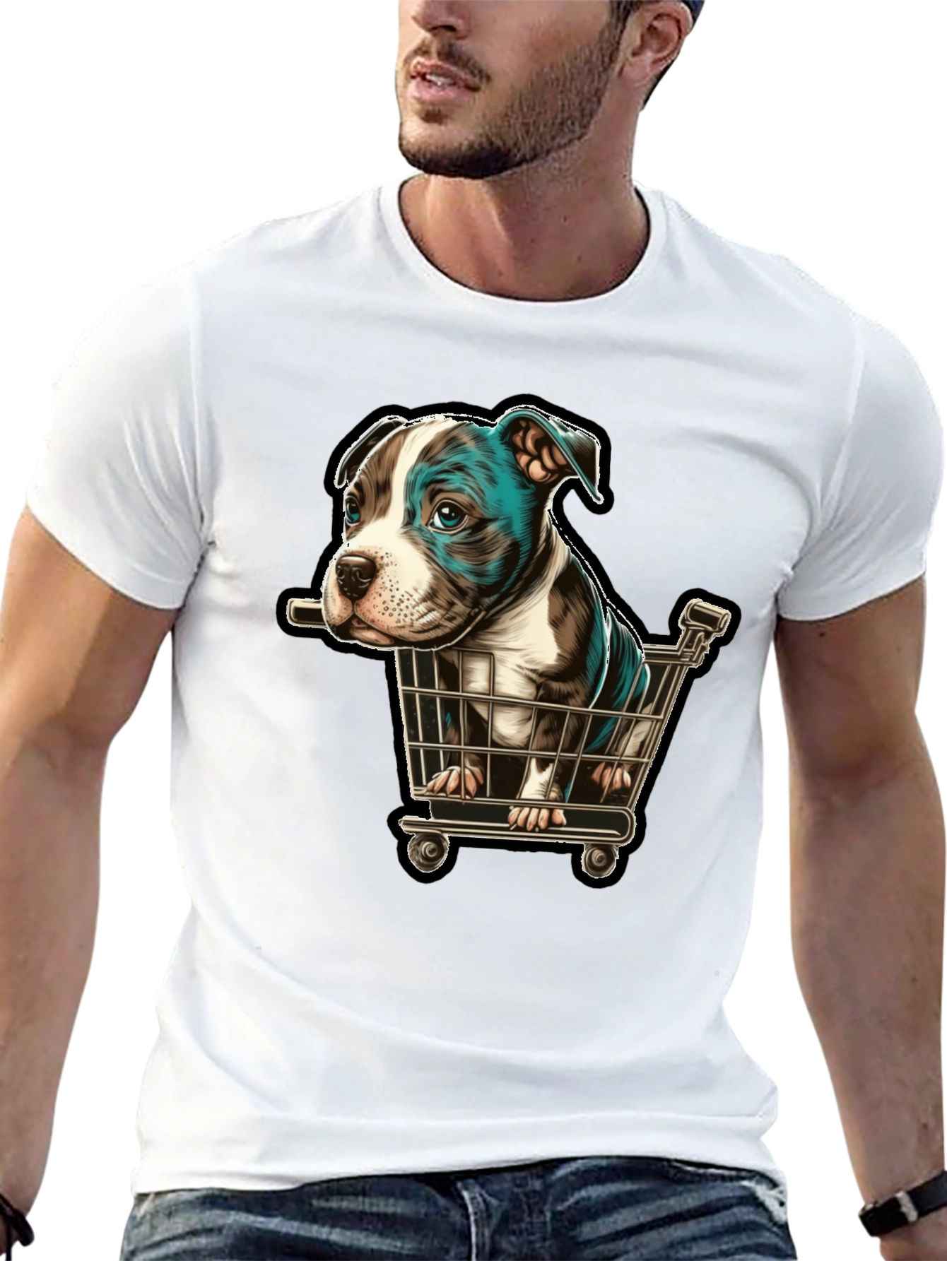 Puppy in Cart Graphic T-Shirt