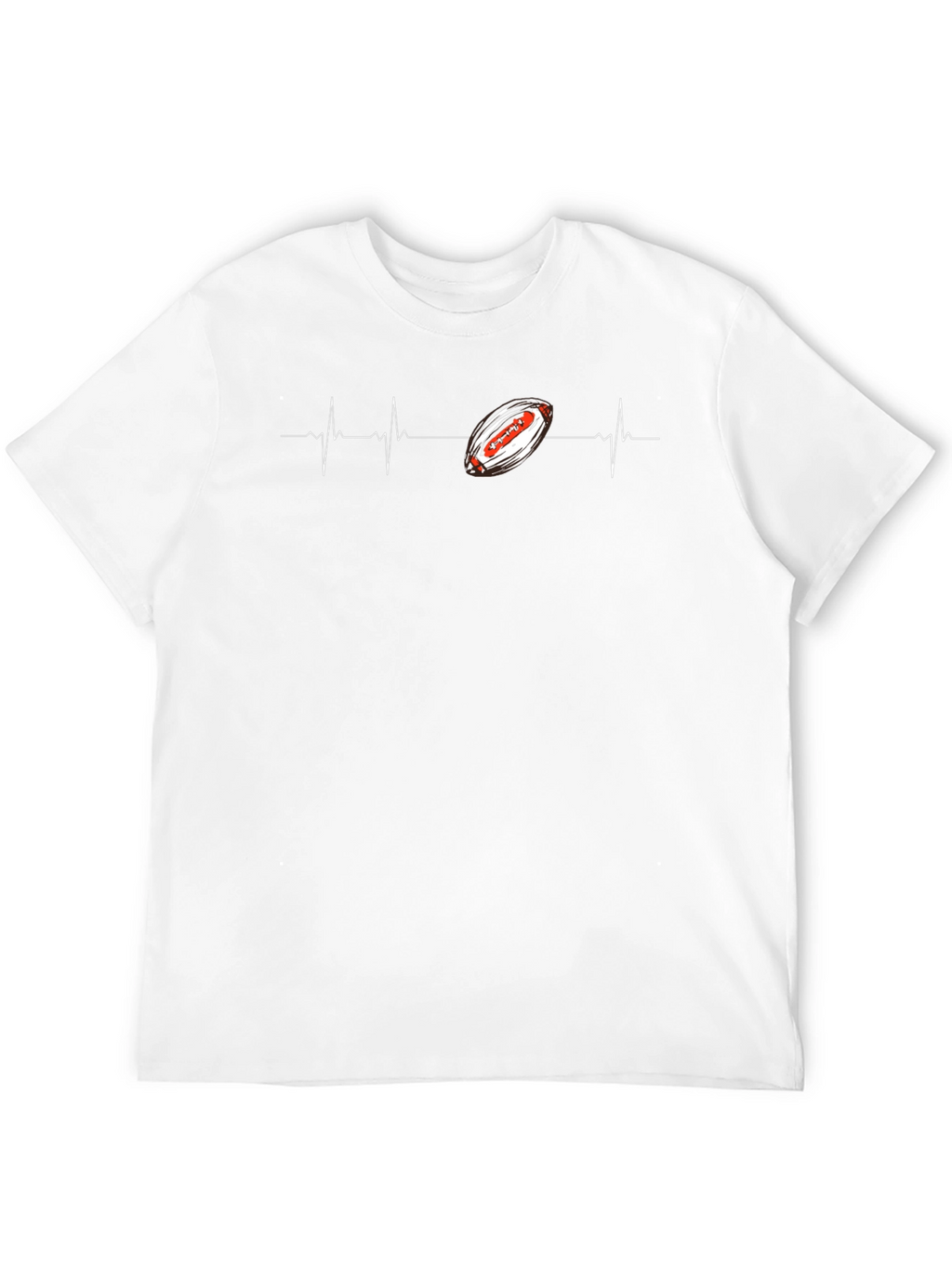 Football Heartbeat Graphic Tee - Black Cotton T-Shirt