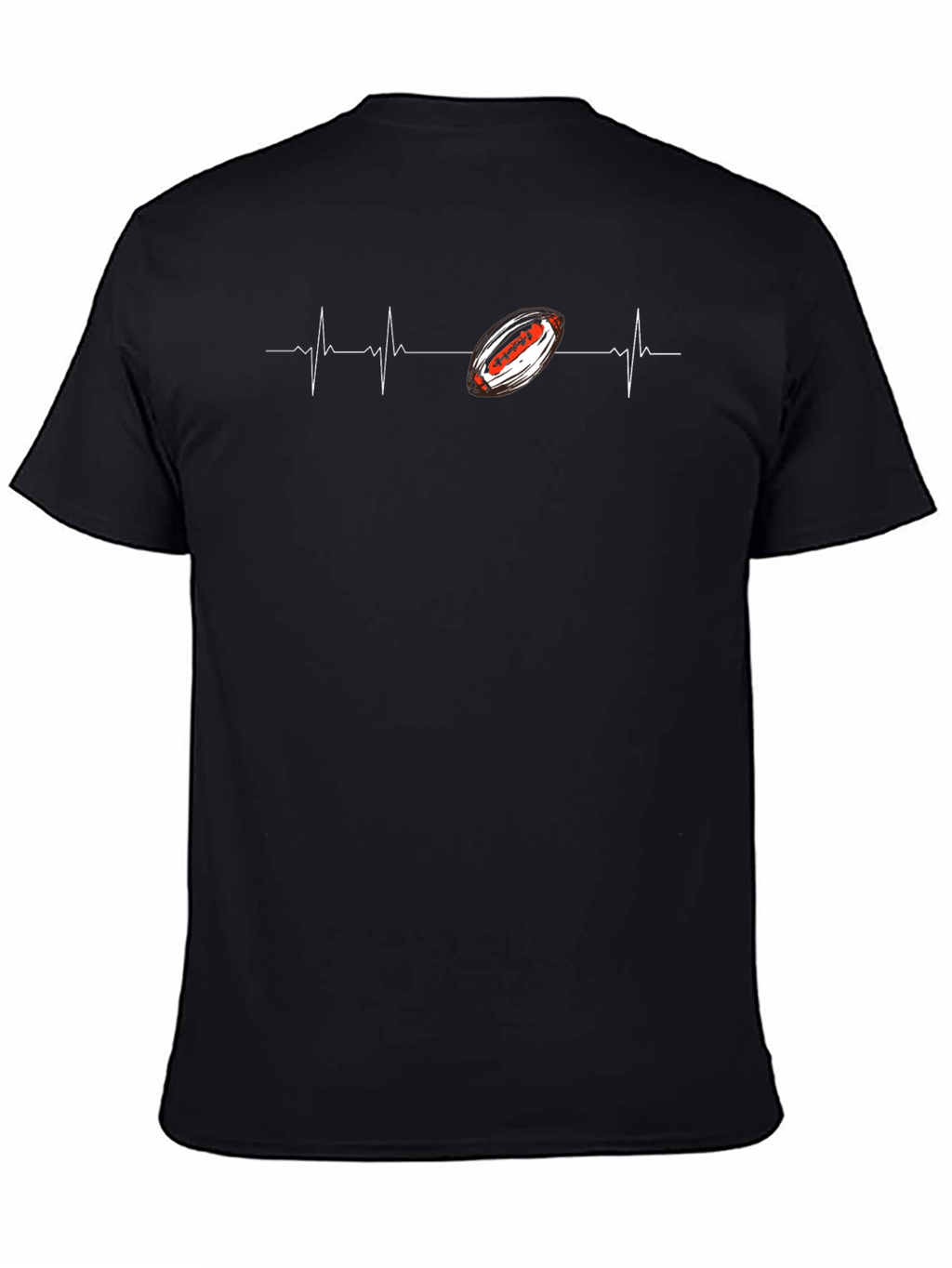 Football Heartbeat Graphic Tee - Black Cotton T-Shirt