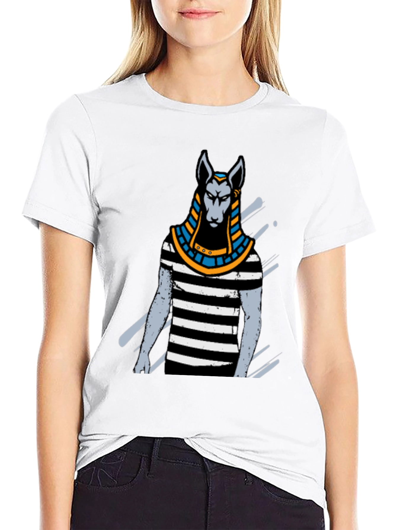 Anubis Striped Tee - Egyptian God T-Shirt