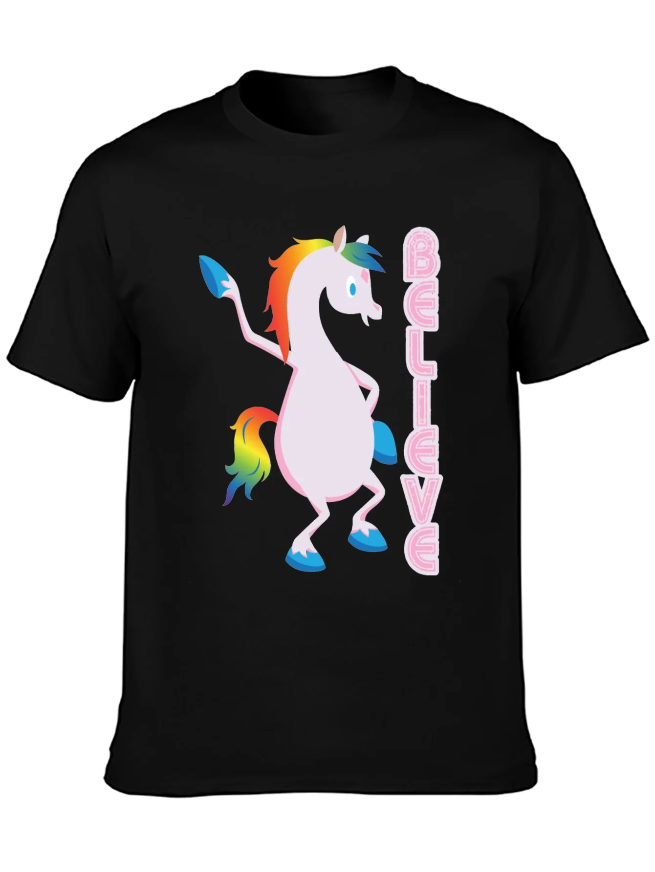 Believe Unicorn T-Shirt - Black Graphic Tee
