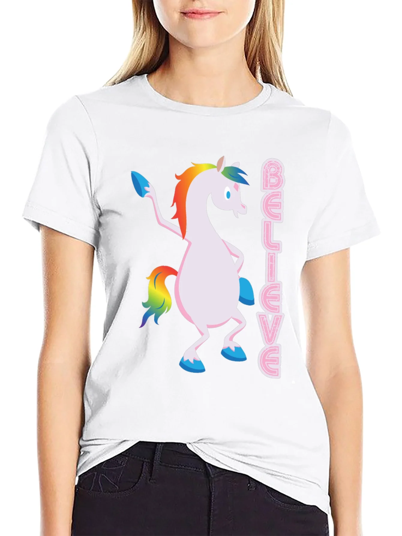 Believe Unicorn T-Shirt - Black Graphic Tee