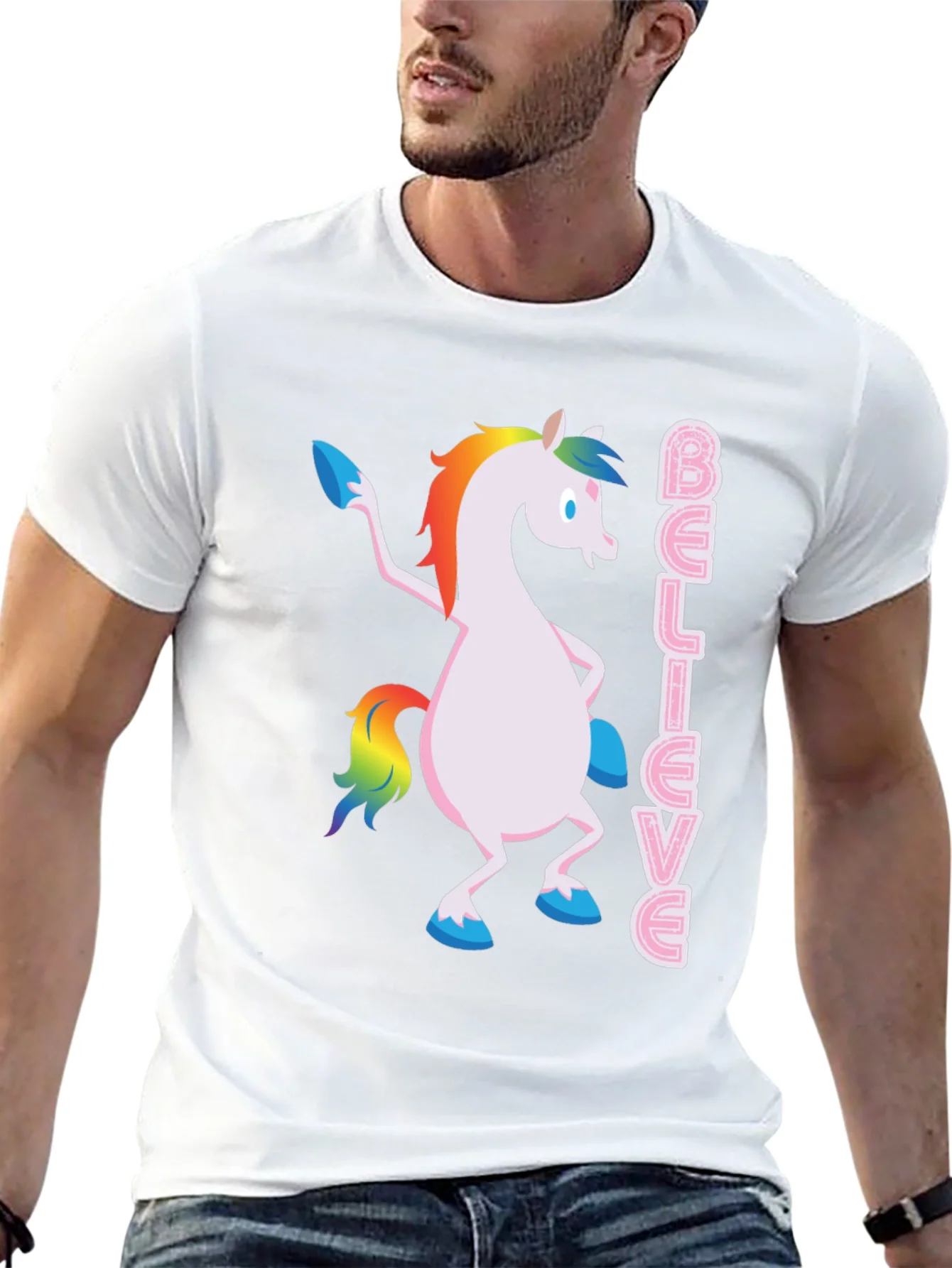 Believe Unicorn T-Shirt - Black Graphic Tee