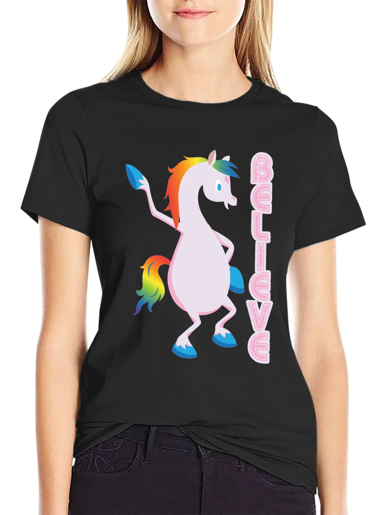 Believe Unicorn T-Shirt - Black Graphic Tee